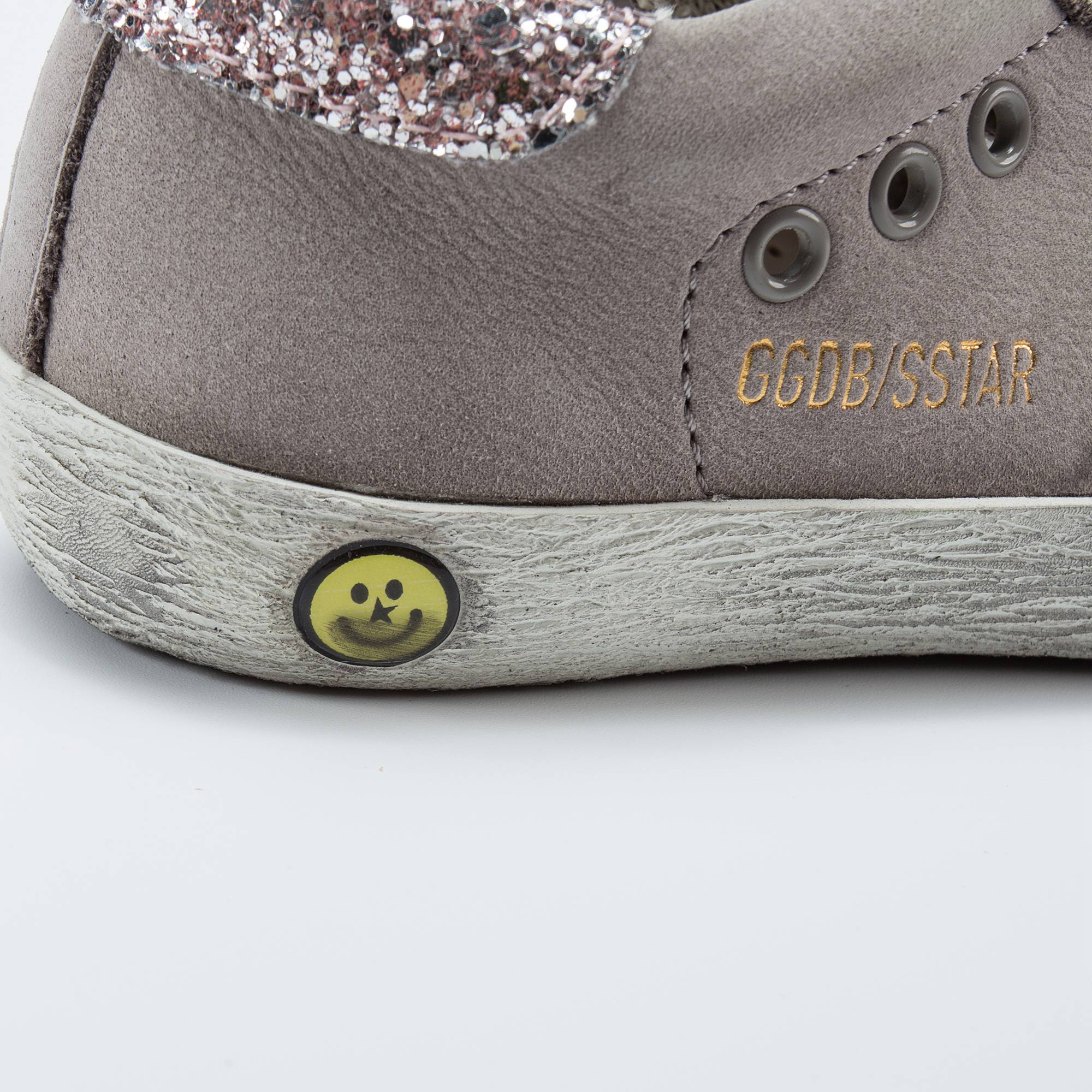 Girls Grey Cow Leather Sneakers