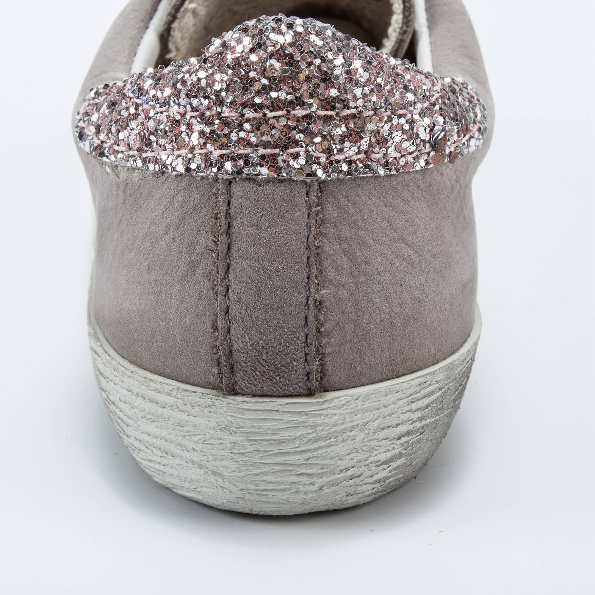 Girls Grey Cow Leather Sneakers