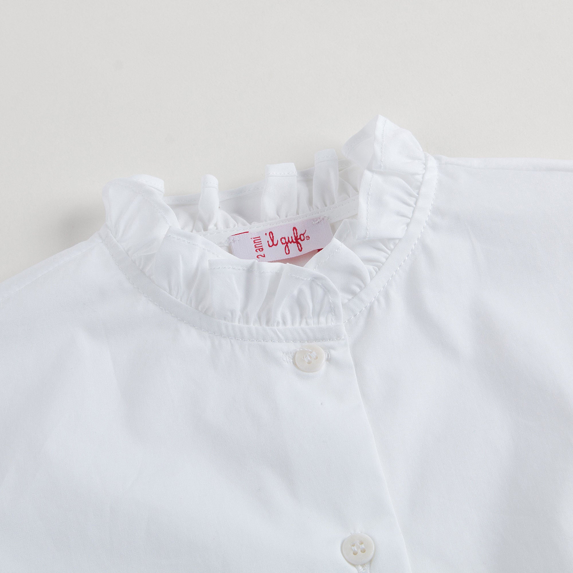 Girls White Cotton Ruffled Collar Blouse