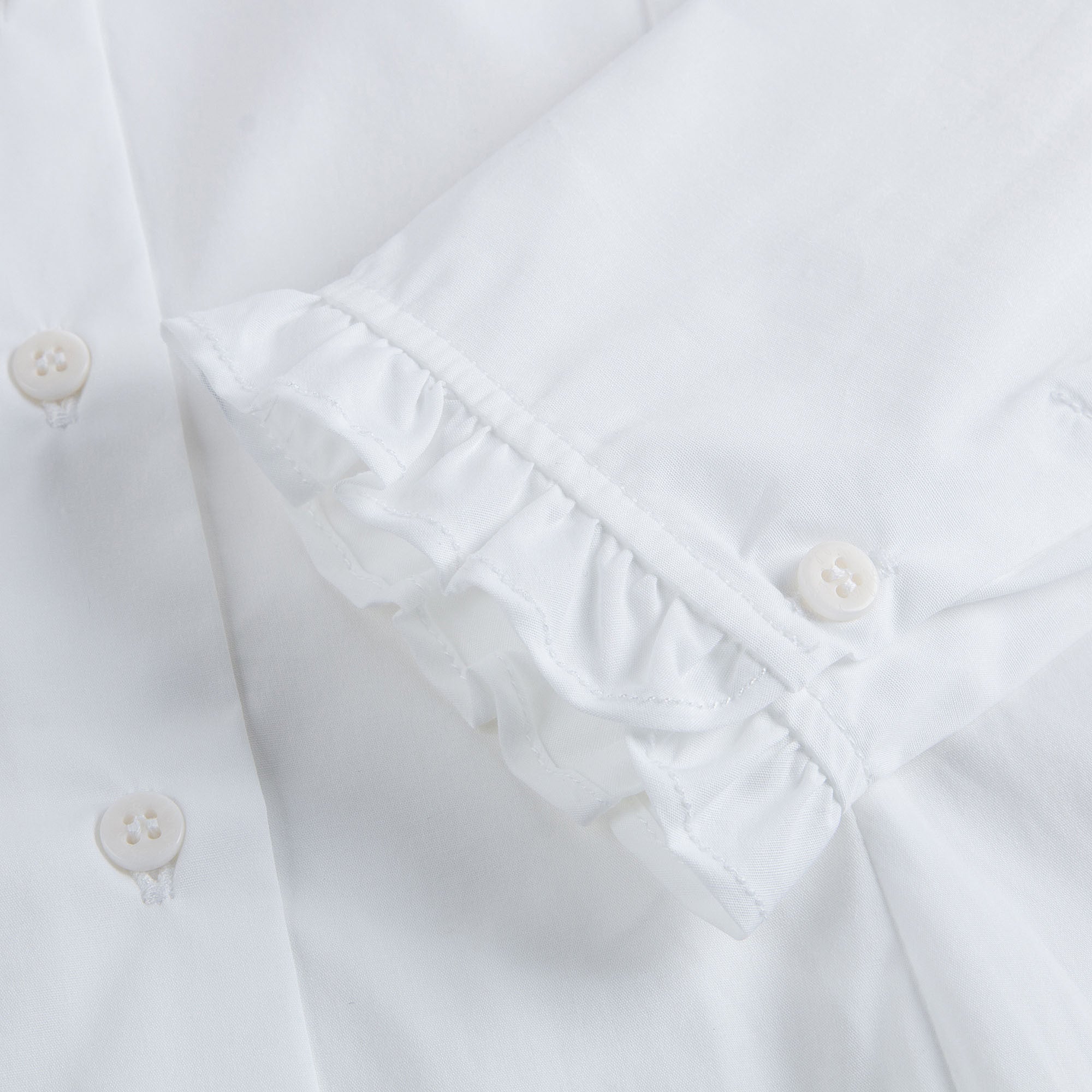Girls White Cotton Ruffled Collar Blouse
