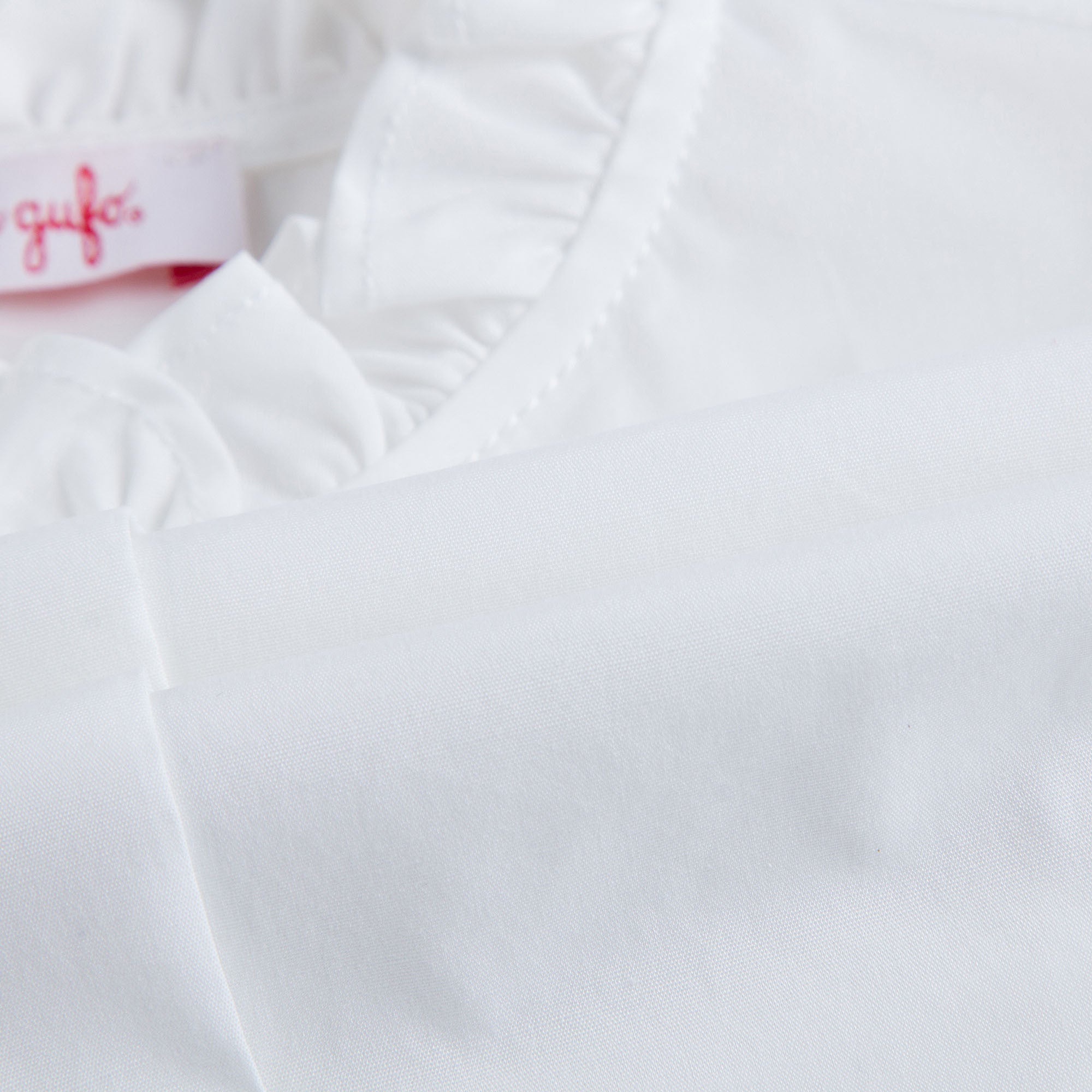 Girls White Cotton Ruffled Collar Blouse