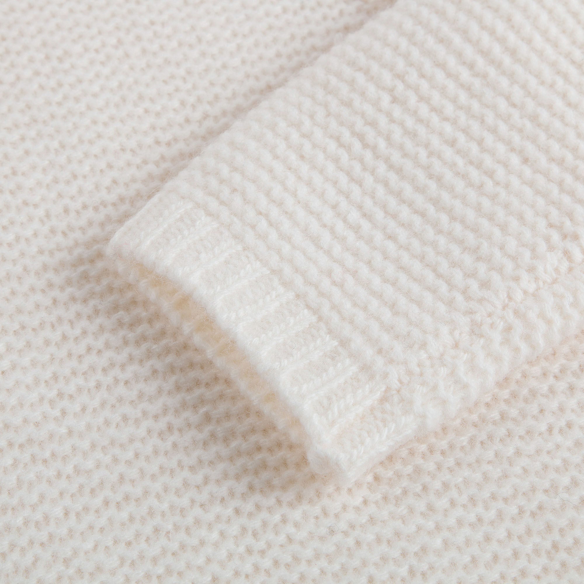 Girls Milk White Wool Sweater With Silver Patch Trims