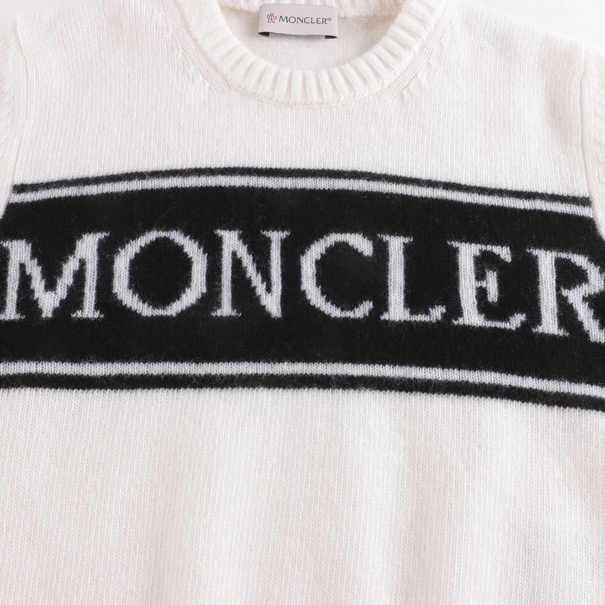 Girls White Logo Wool Sweater
