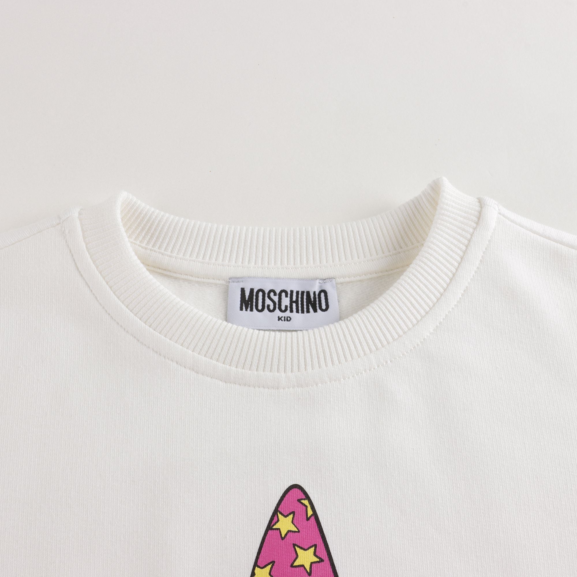 Girls White Printed Cotton Sweatshirt
