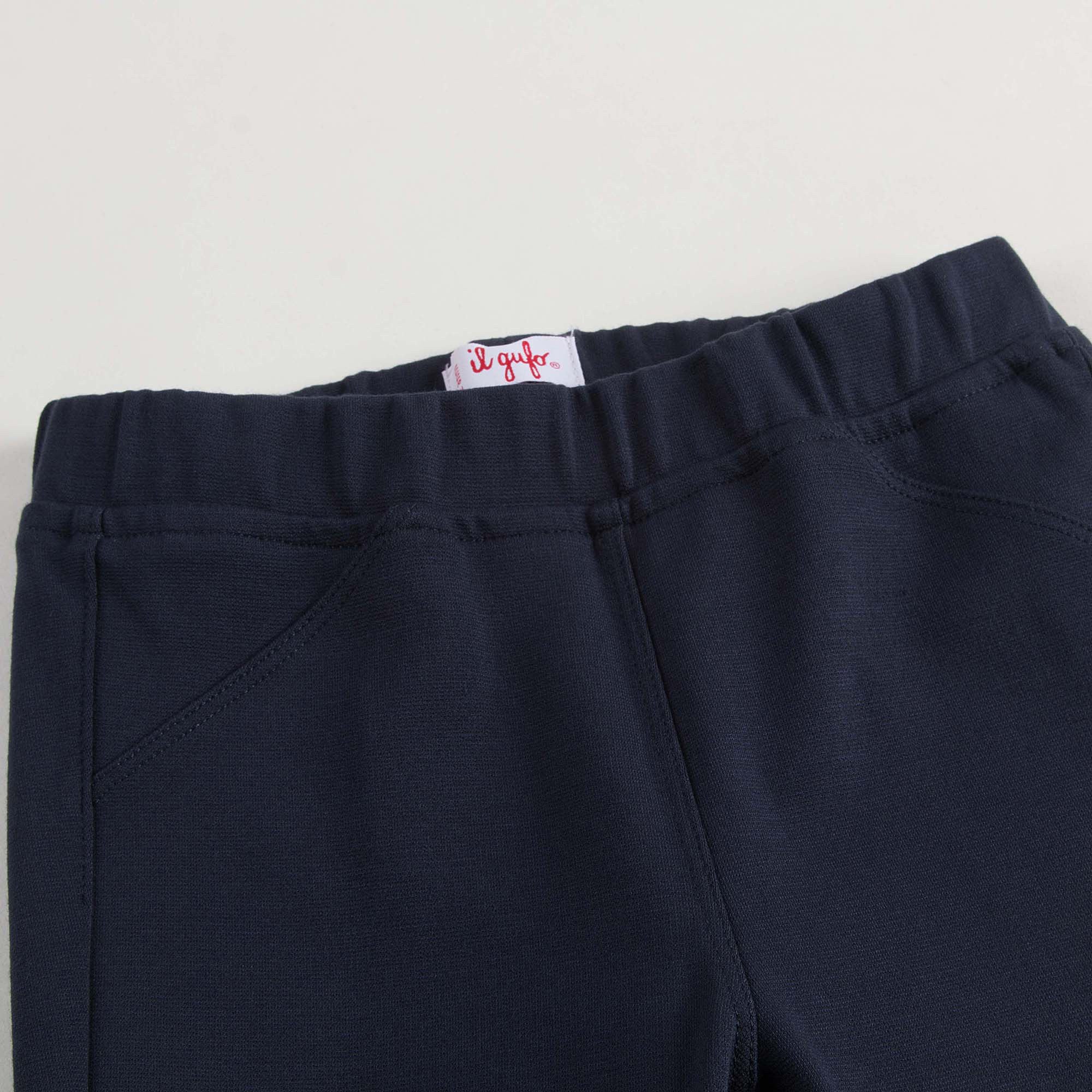 Girls Navy Blue Cotton Slim Fit Trousers
