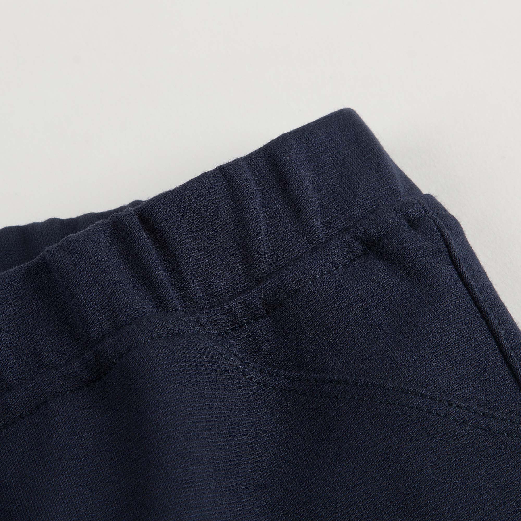 Girls Navy Blue Cotton Slim Fit Trousers