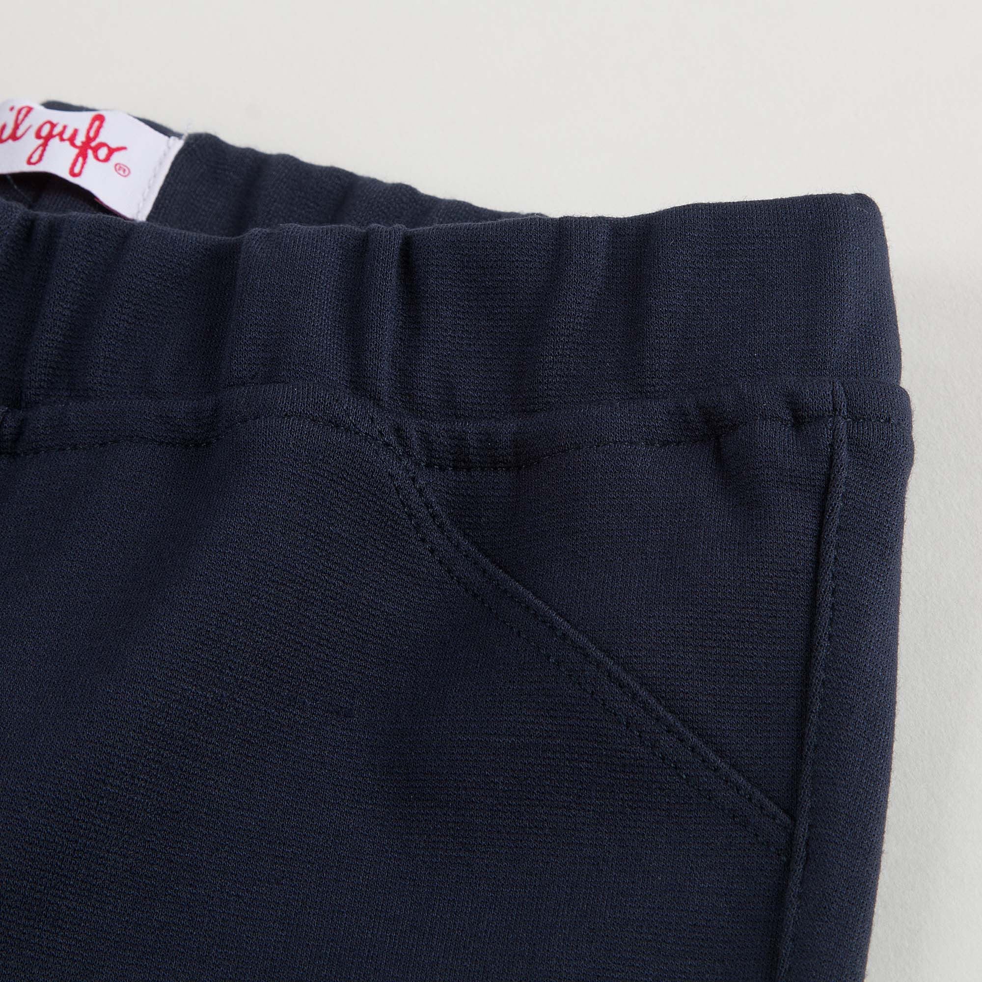 Girls Navy Blue Cotton Slim Fit Trousers