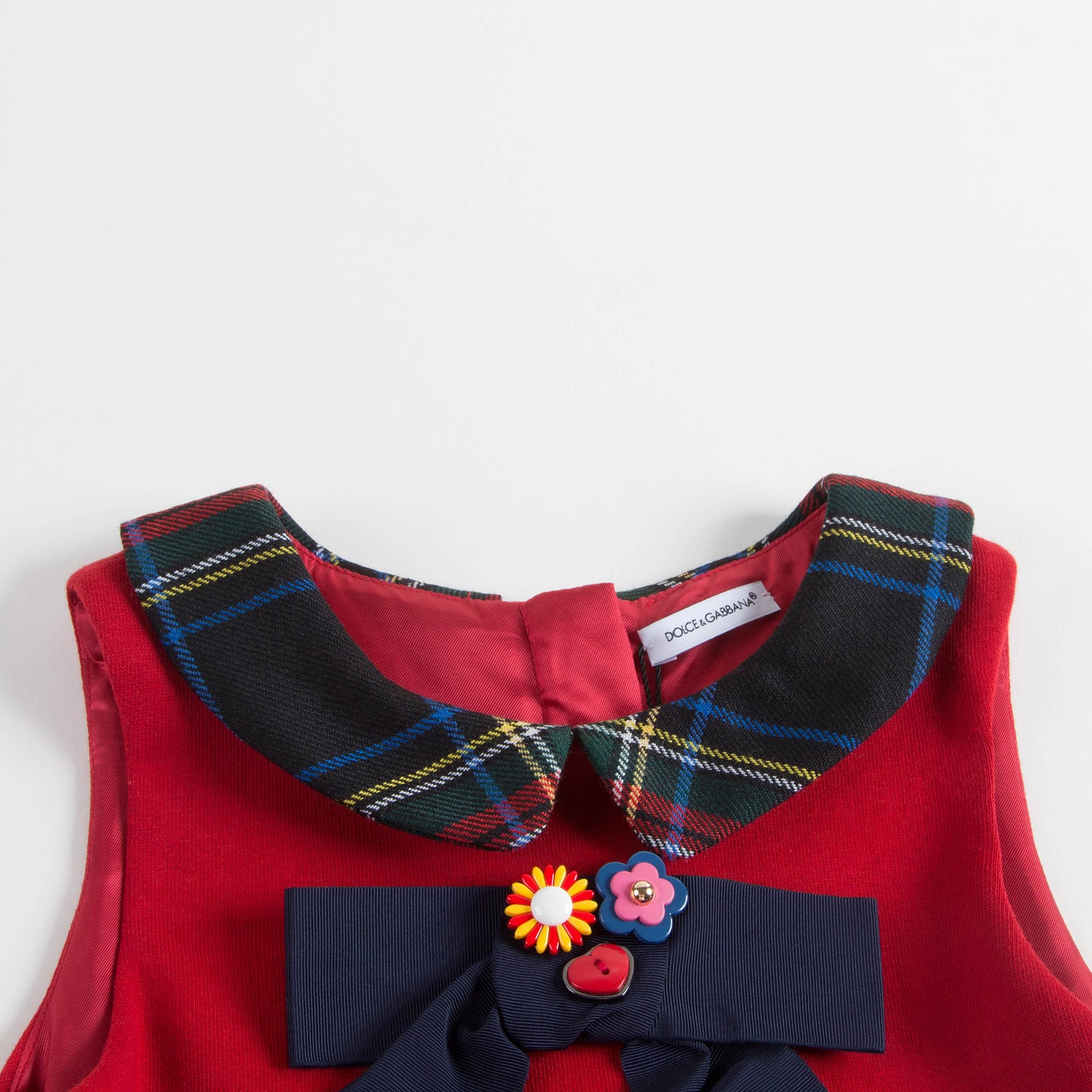 Girls Red Check Cotton Dress