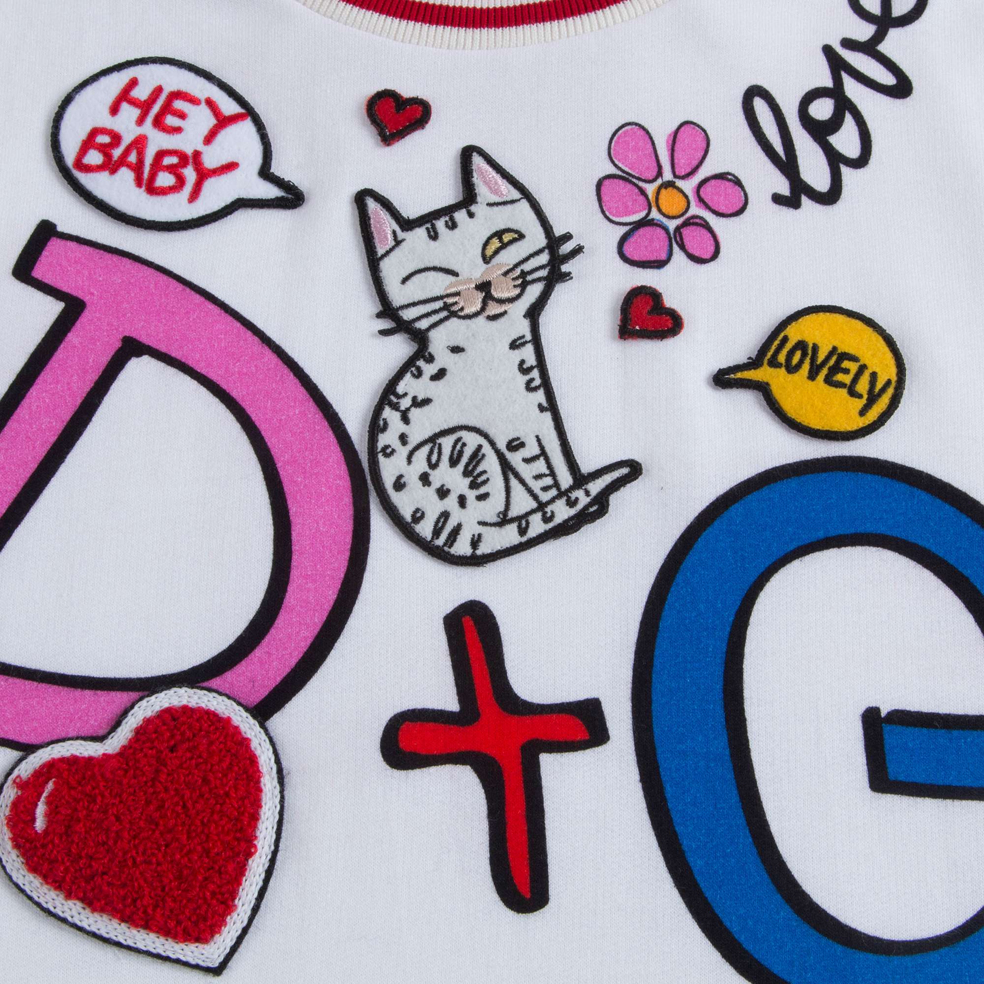 Girls White "DG" Cotton Sweatshirt