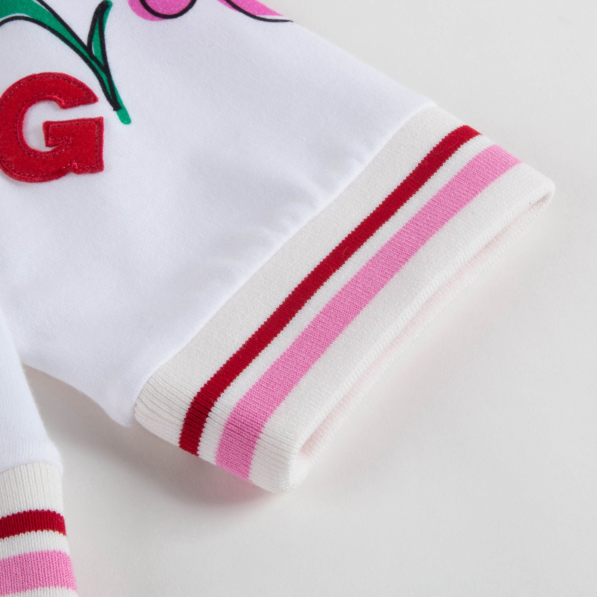 Girls White "DG" Cotton Sweatshirt