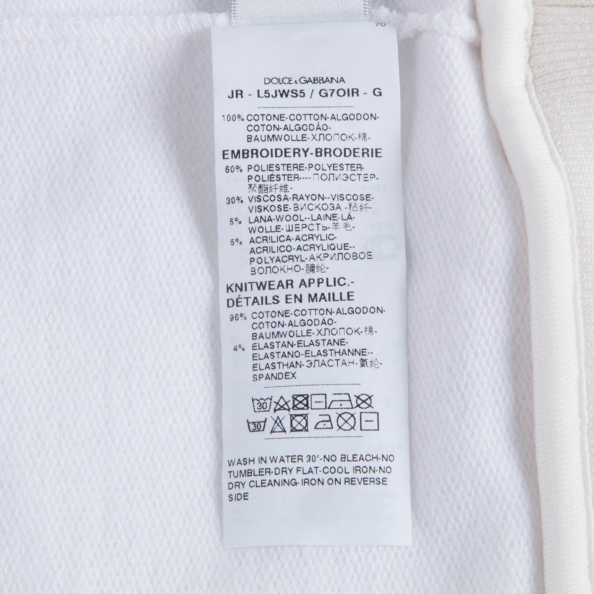 Girls White "DG" Cotton Sweatshirt