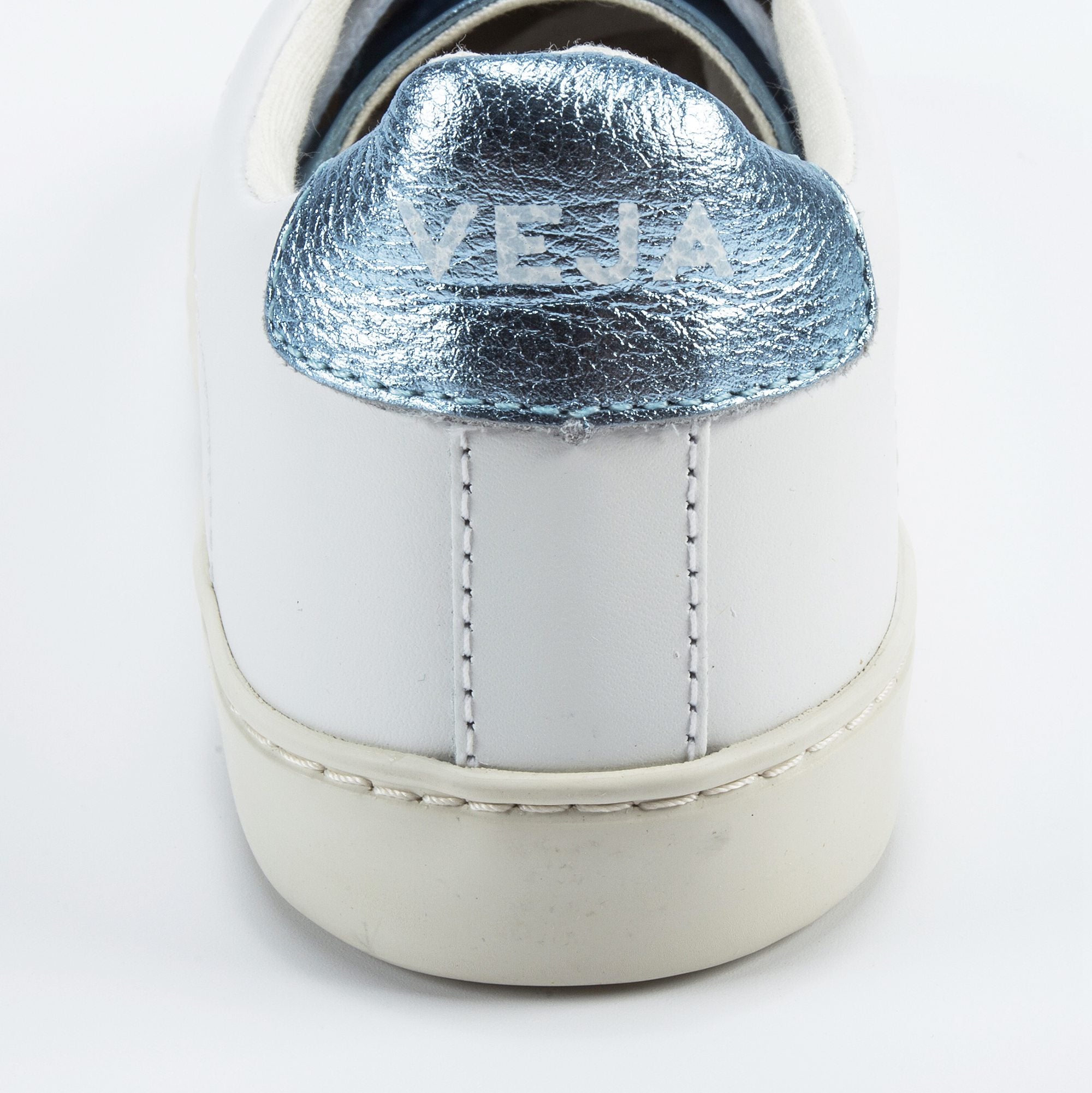 Girls White Leather With White "V" Shoes