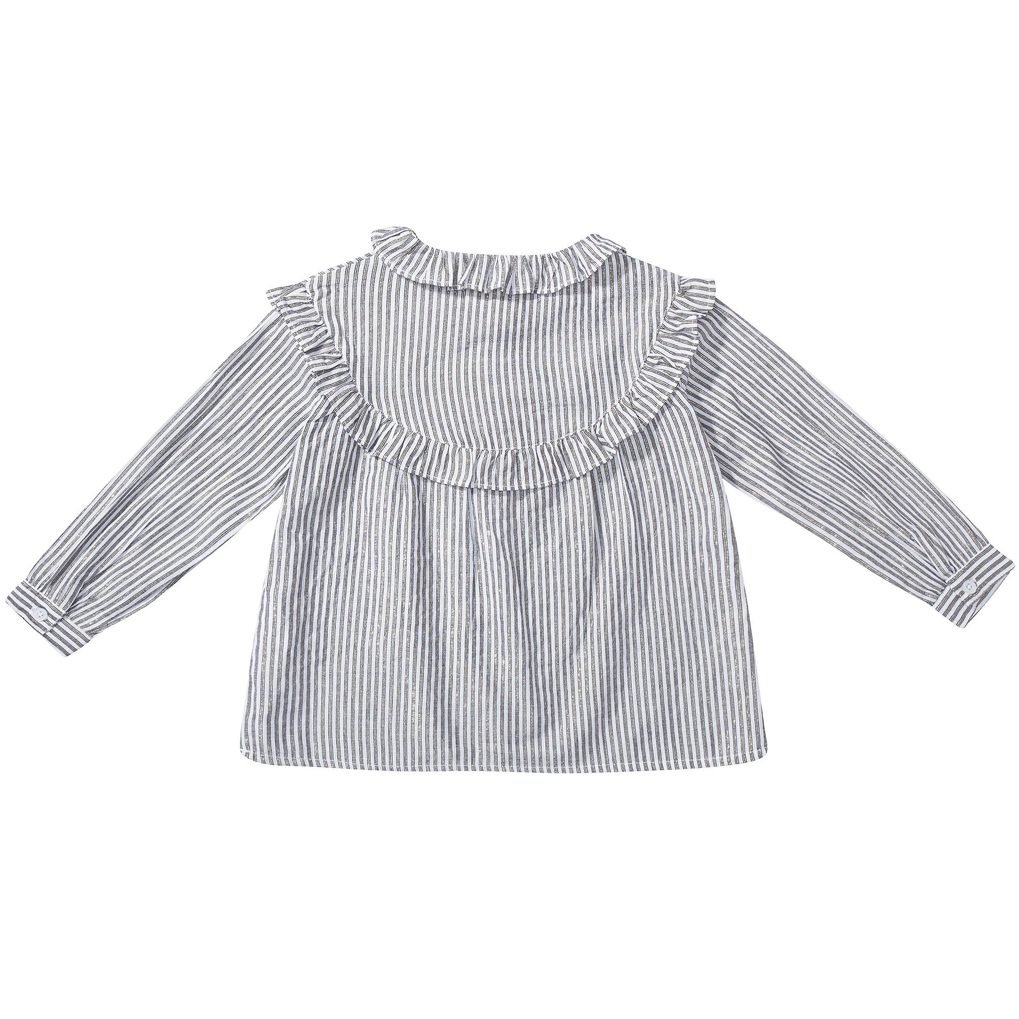 Girls Grey Stripes Cotton Shirt
