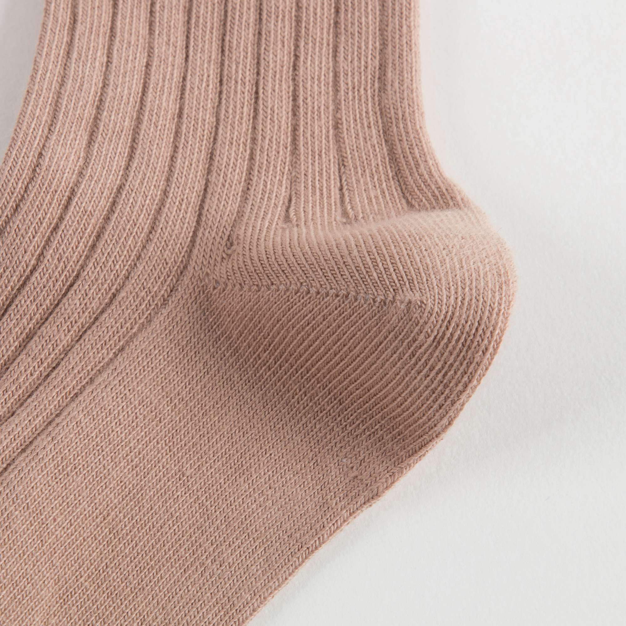 Girls Latte Cotton Rib Ankle Socks