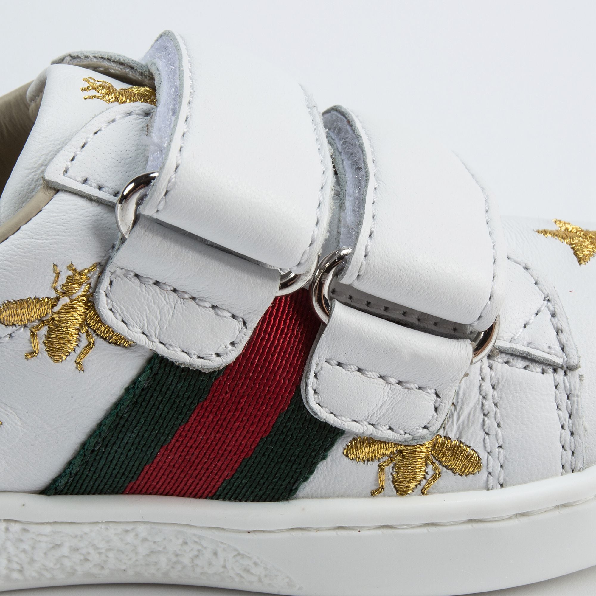 Girls & Boys White Velcro Leather Board Shoes