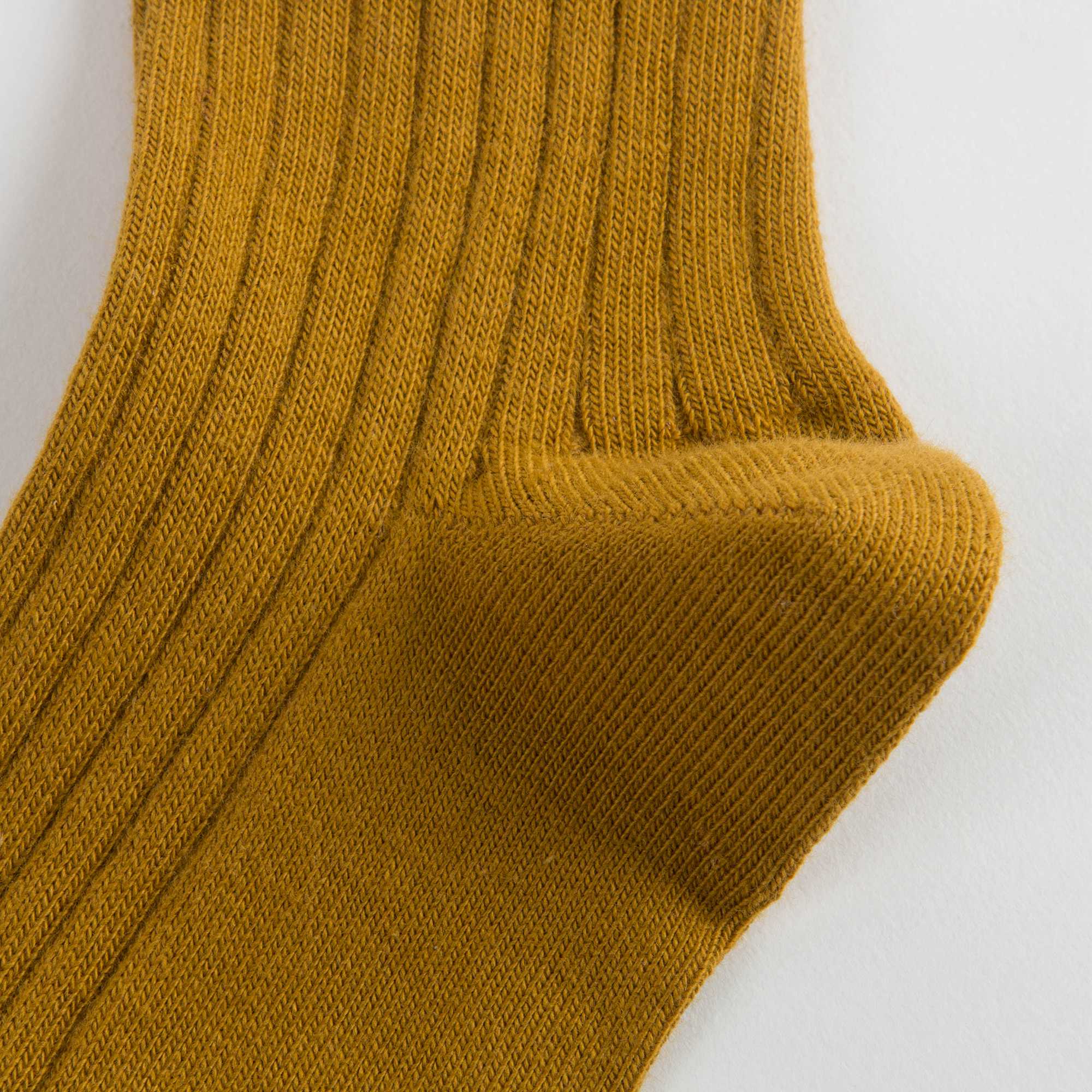 Girls Mustard Cotton Rib Ankle Socks