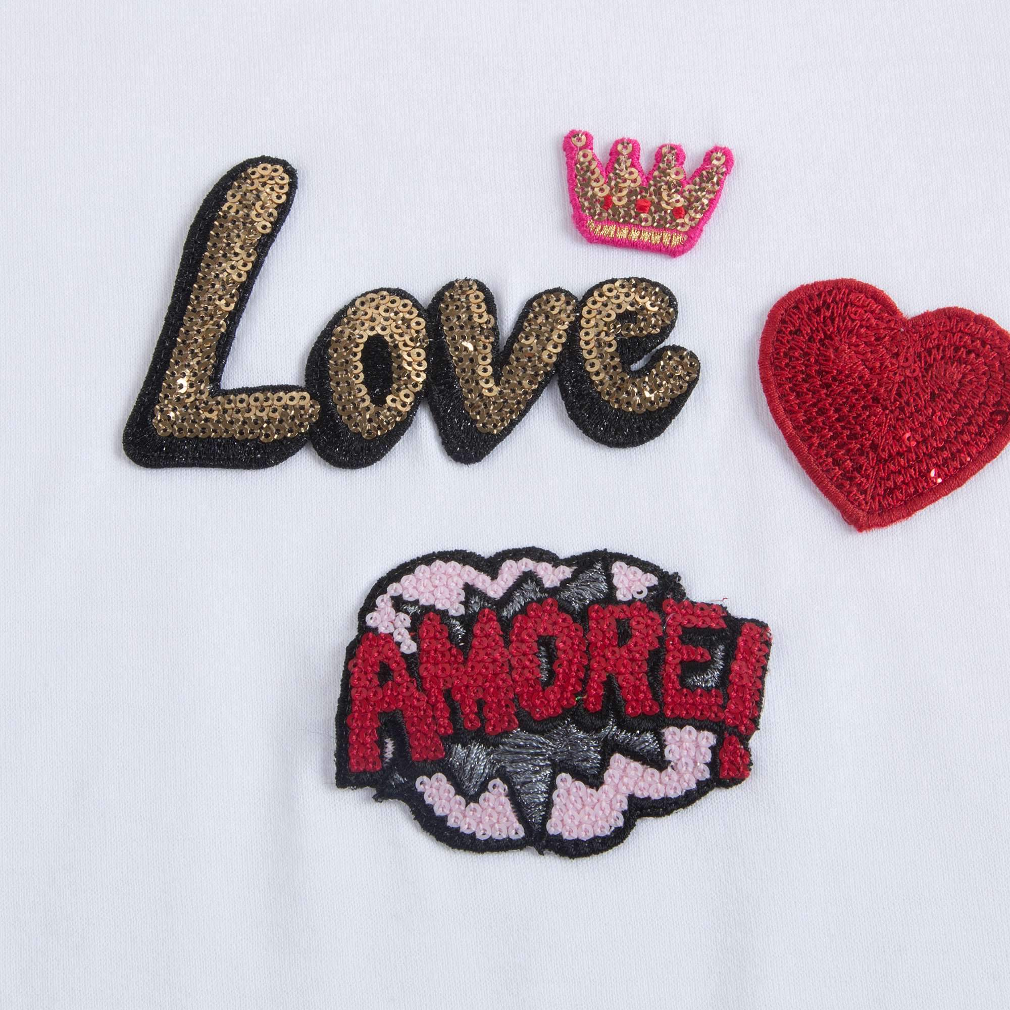 Girls White "Love" Cotton T-shirt