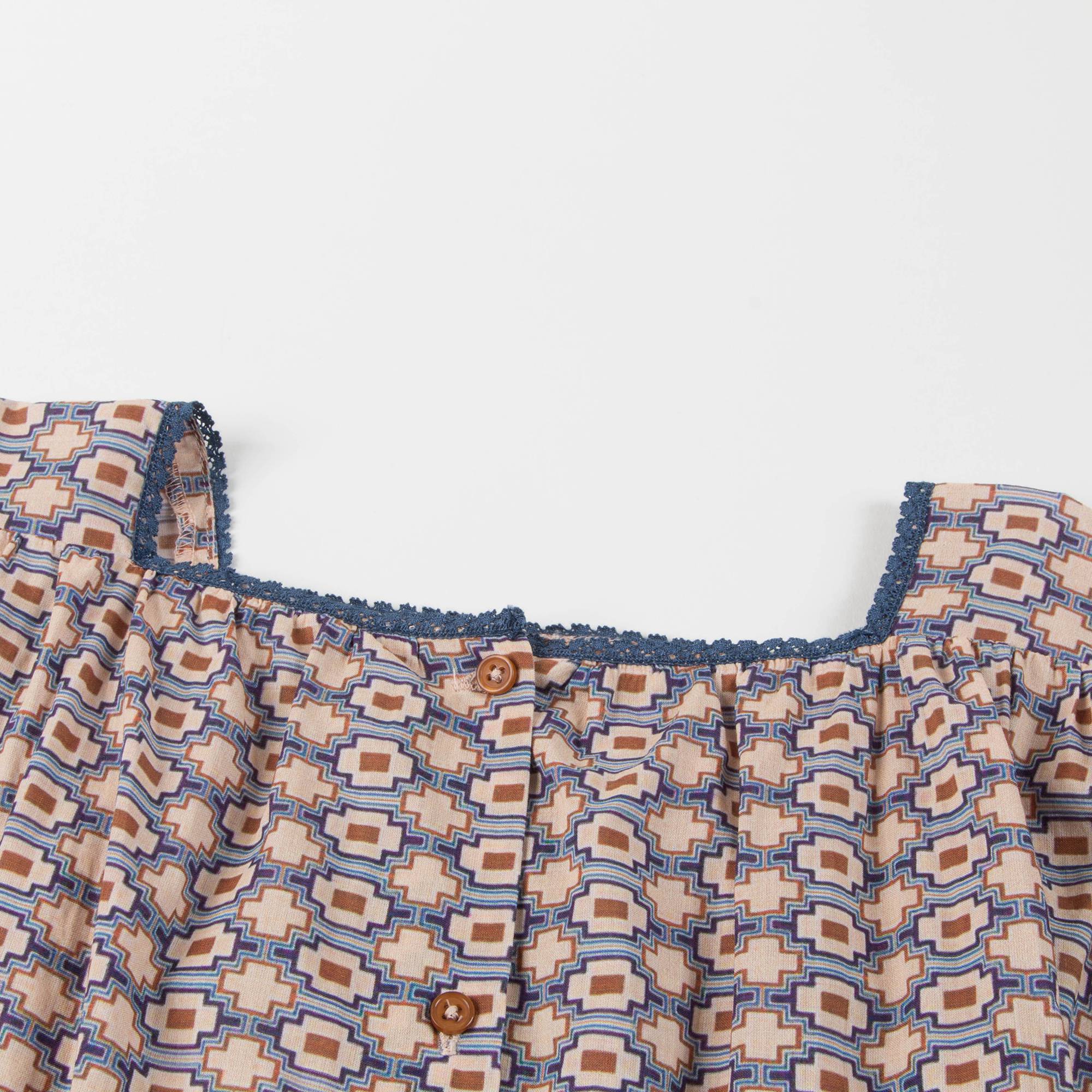 Girls Kaleido Blue Cotton Woven Dress