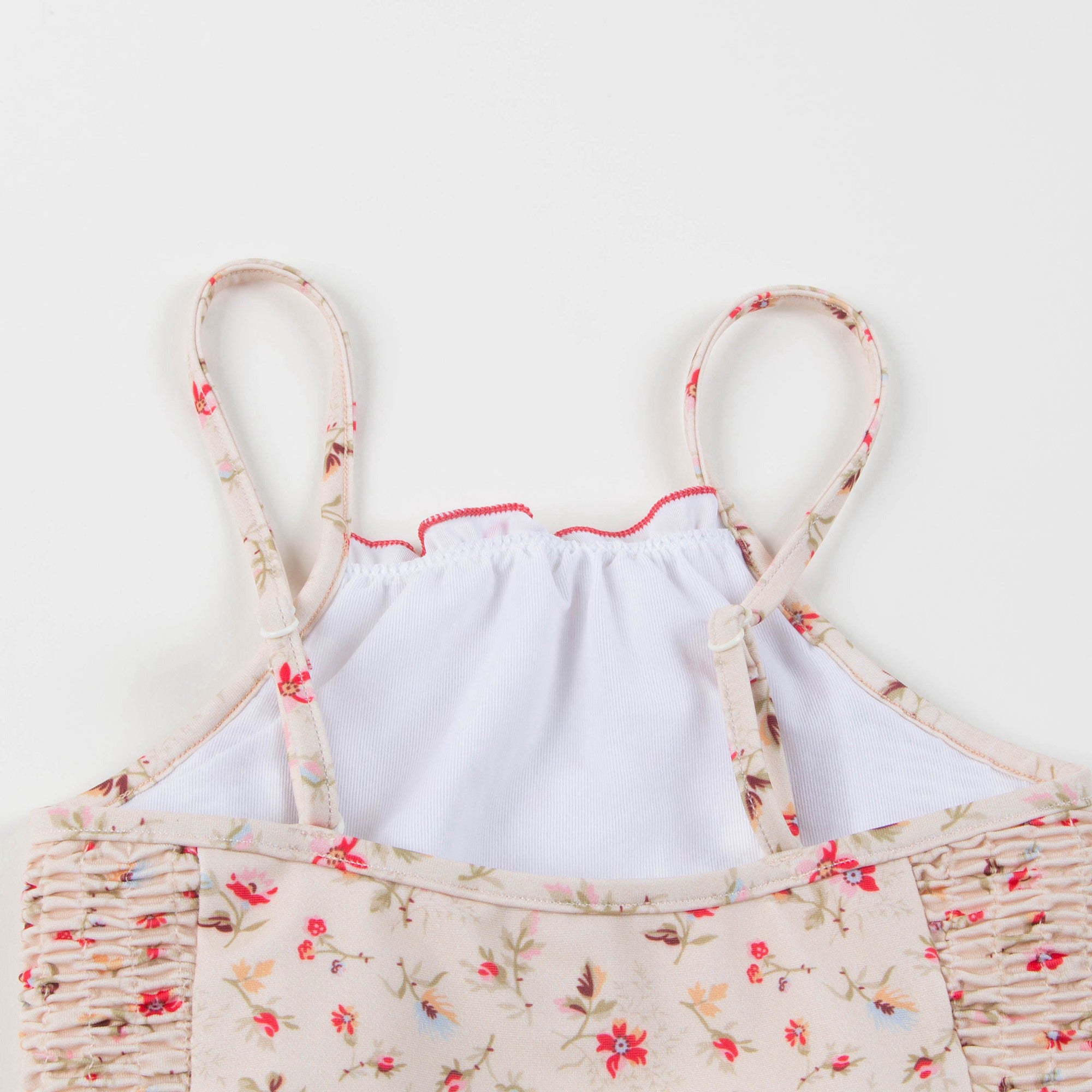 Girls Pink Floral Jersey Swimsuit