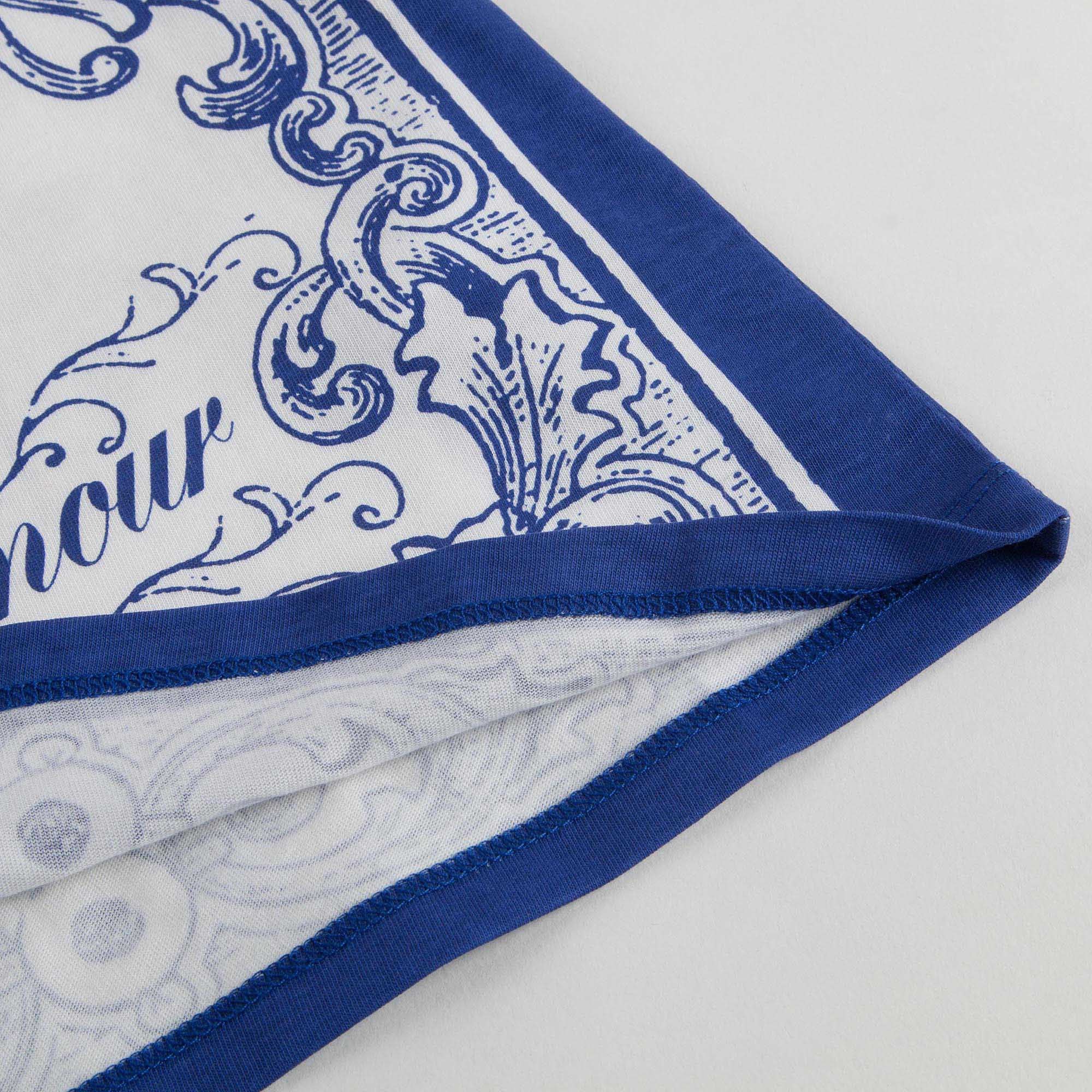 Girls White & Blue Cotton T-Shirt