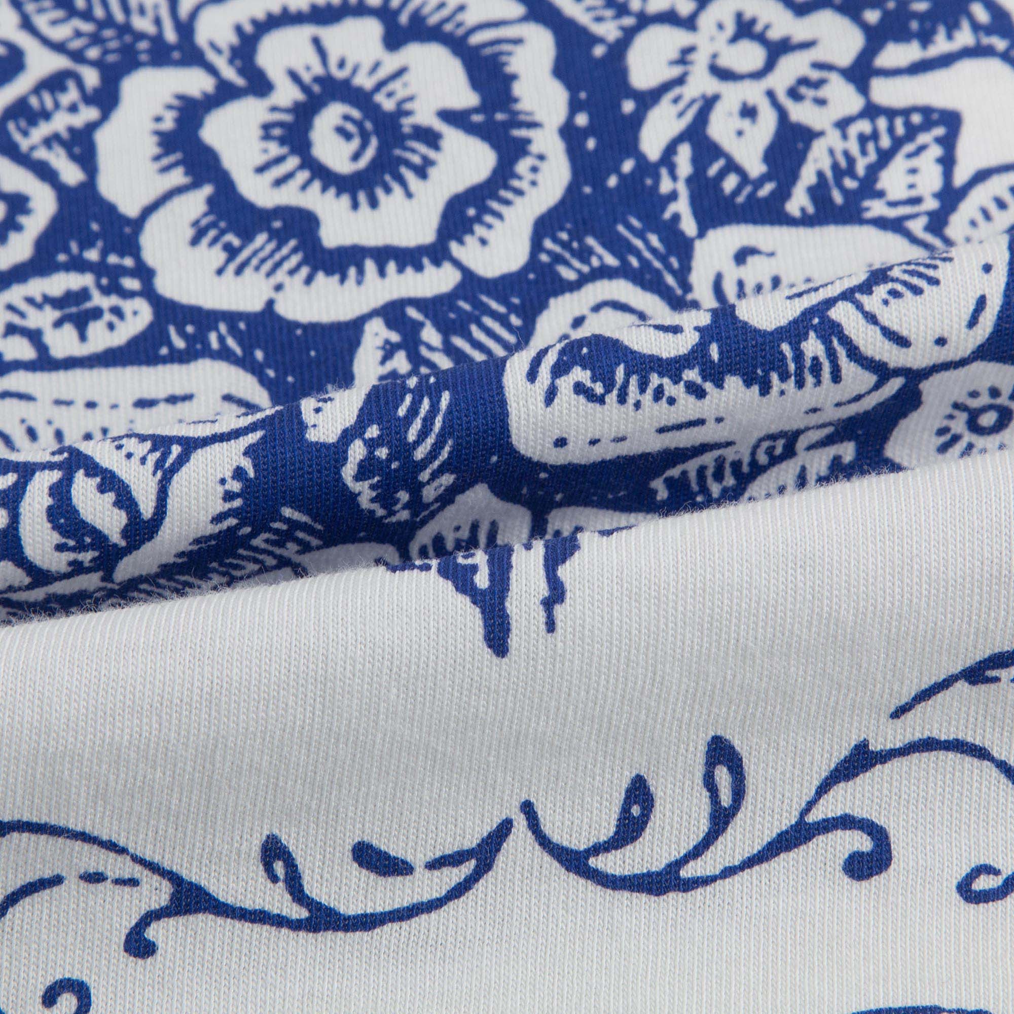 Girls White & Blue Cotton T-Shirt