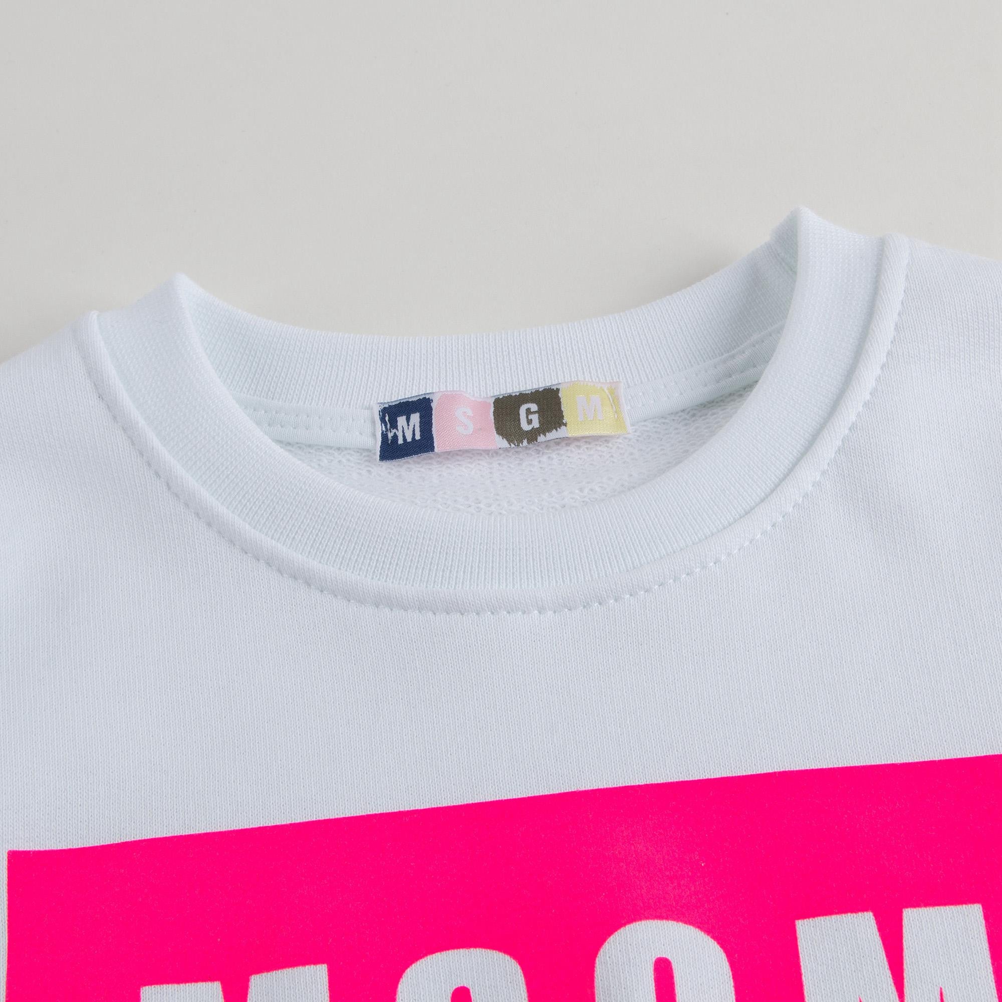 Girls White Cotton Logo Sweatshirt
