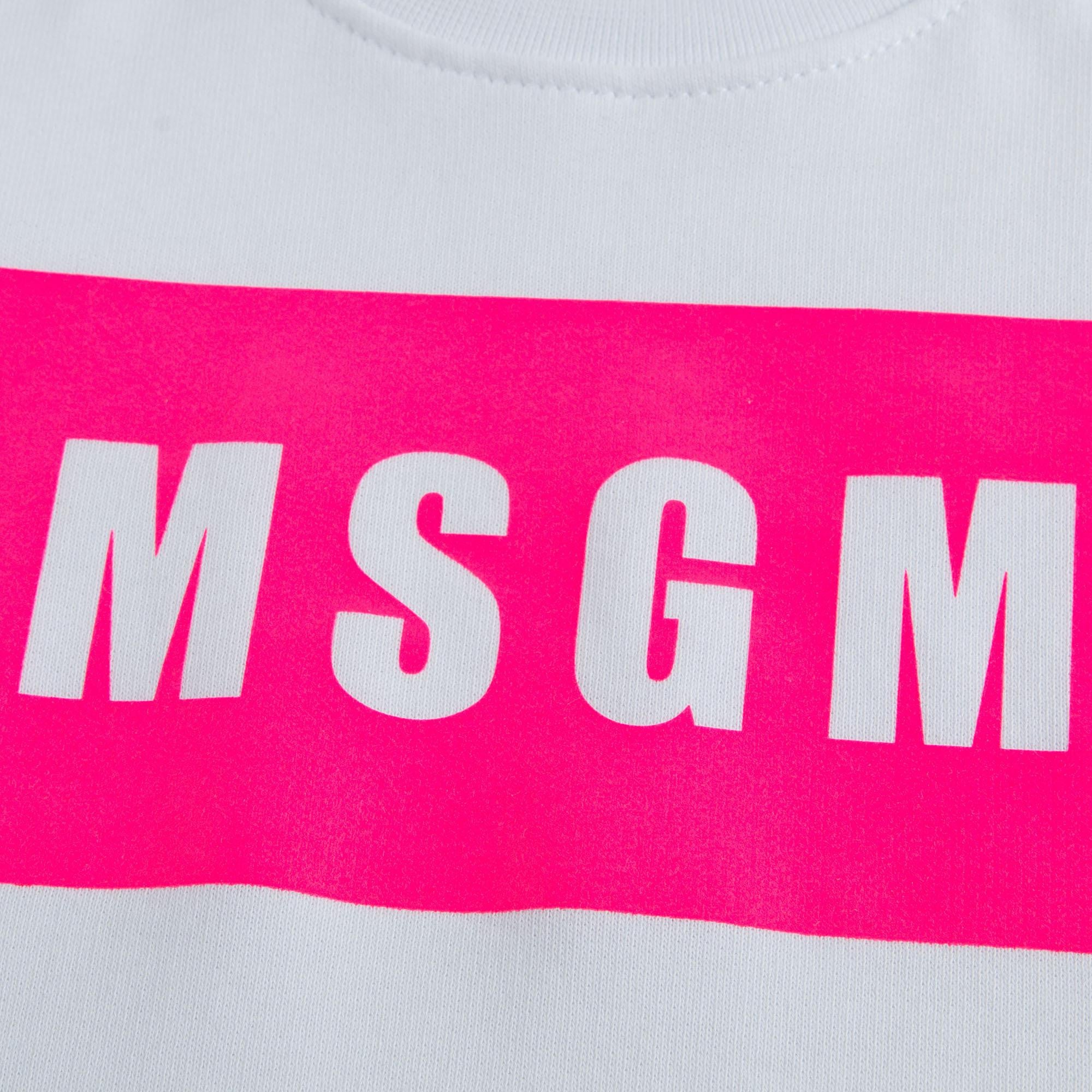 Girls White Cotton Logo Sweatshirt