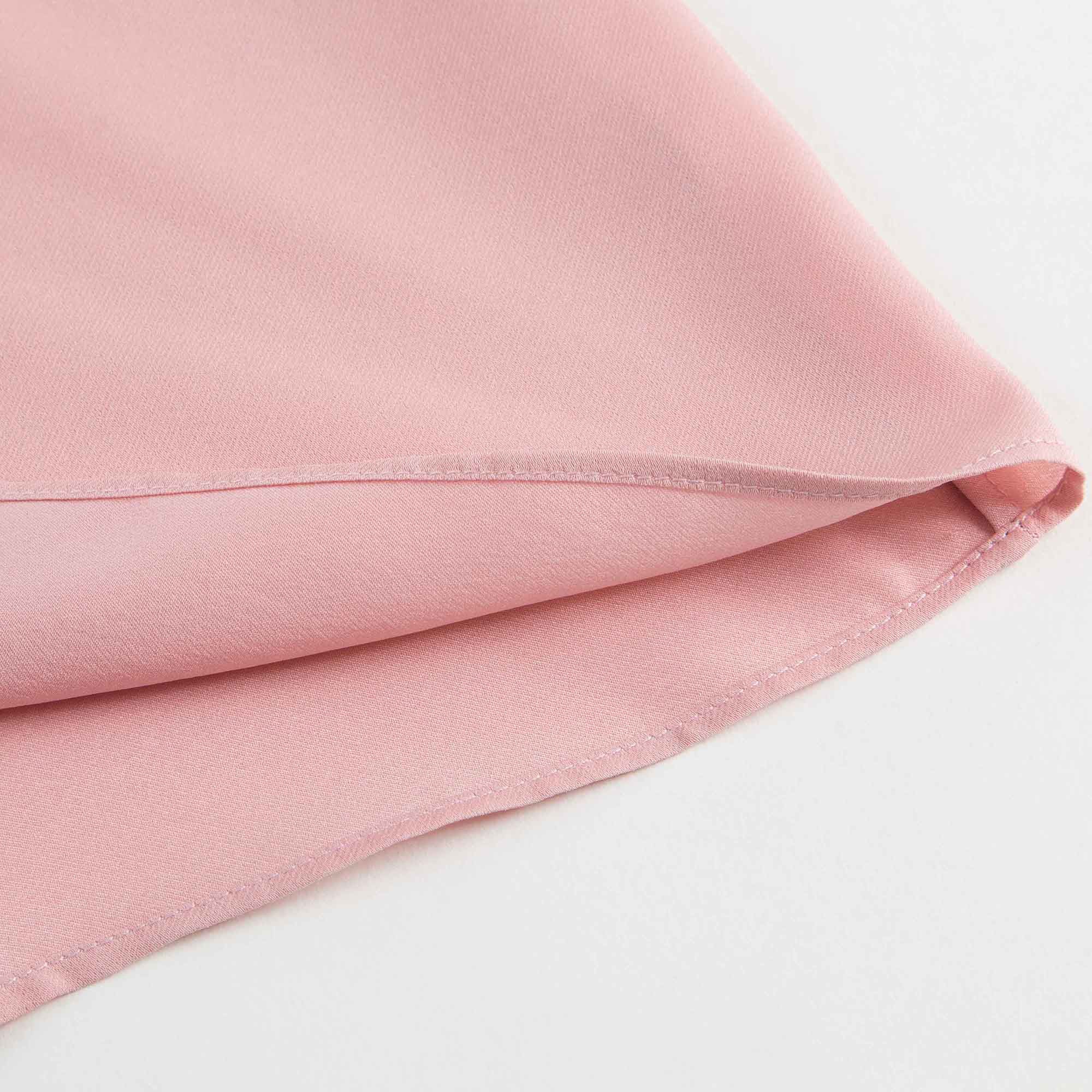 Girls Light Pink Ruffled Trims Silk Shirt