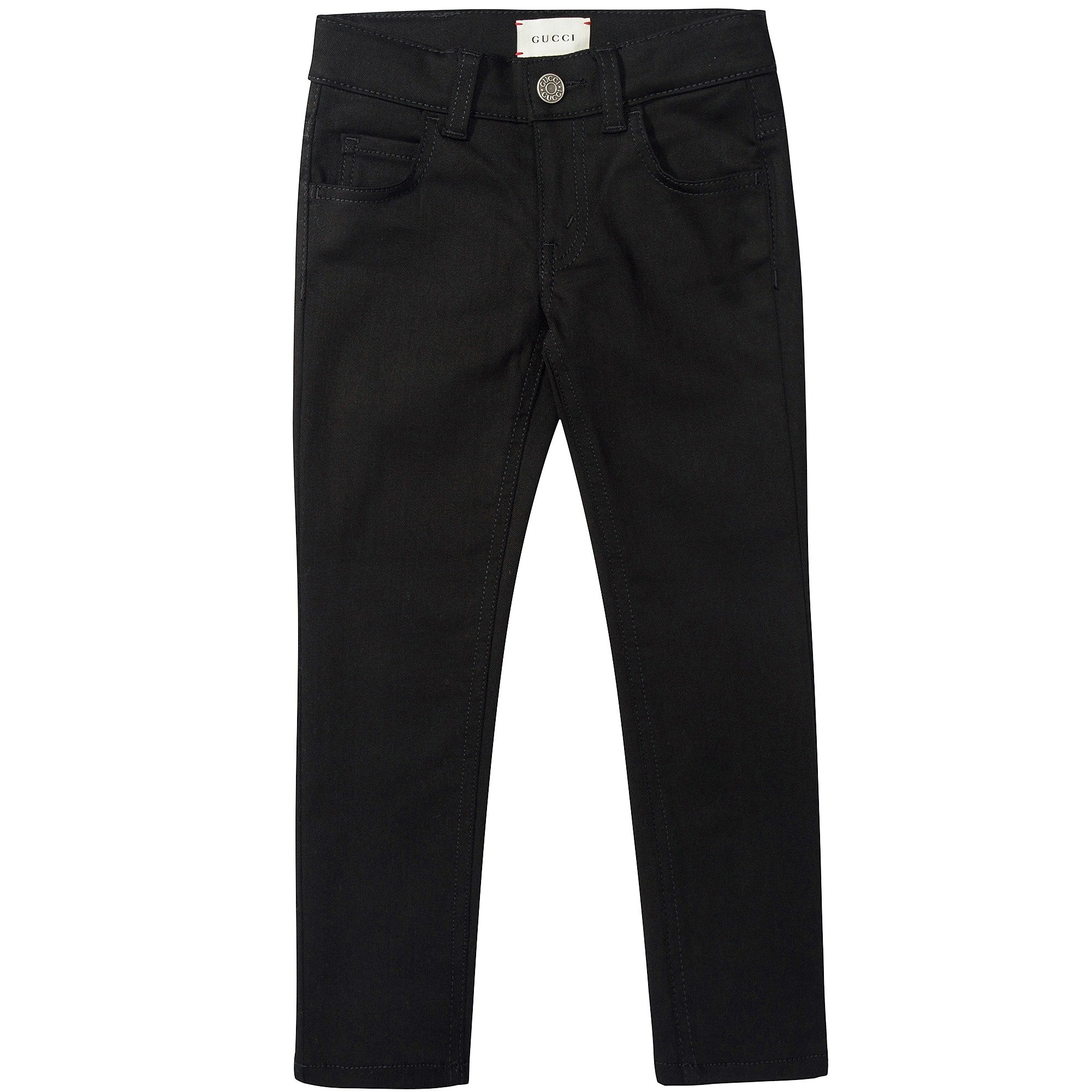 Girls Black Cotton Denim Ttousers