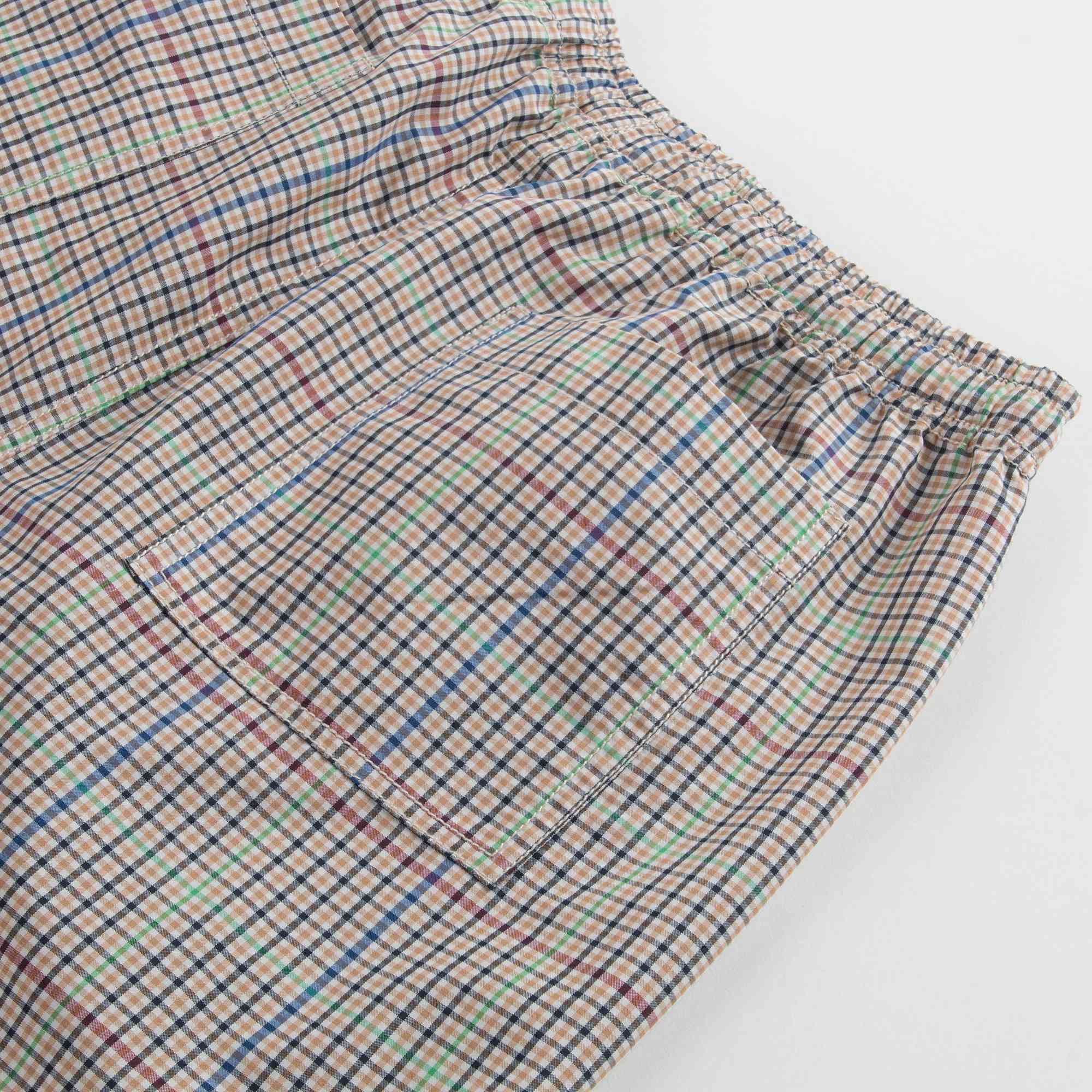 Girls Beige Check Cotton Trousers