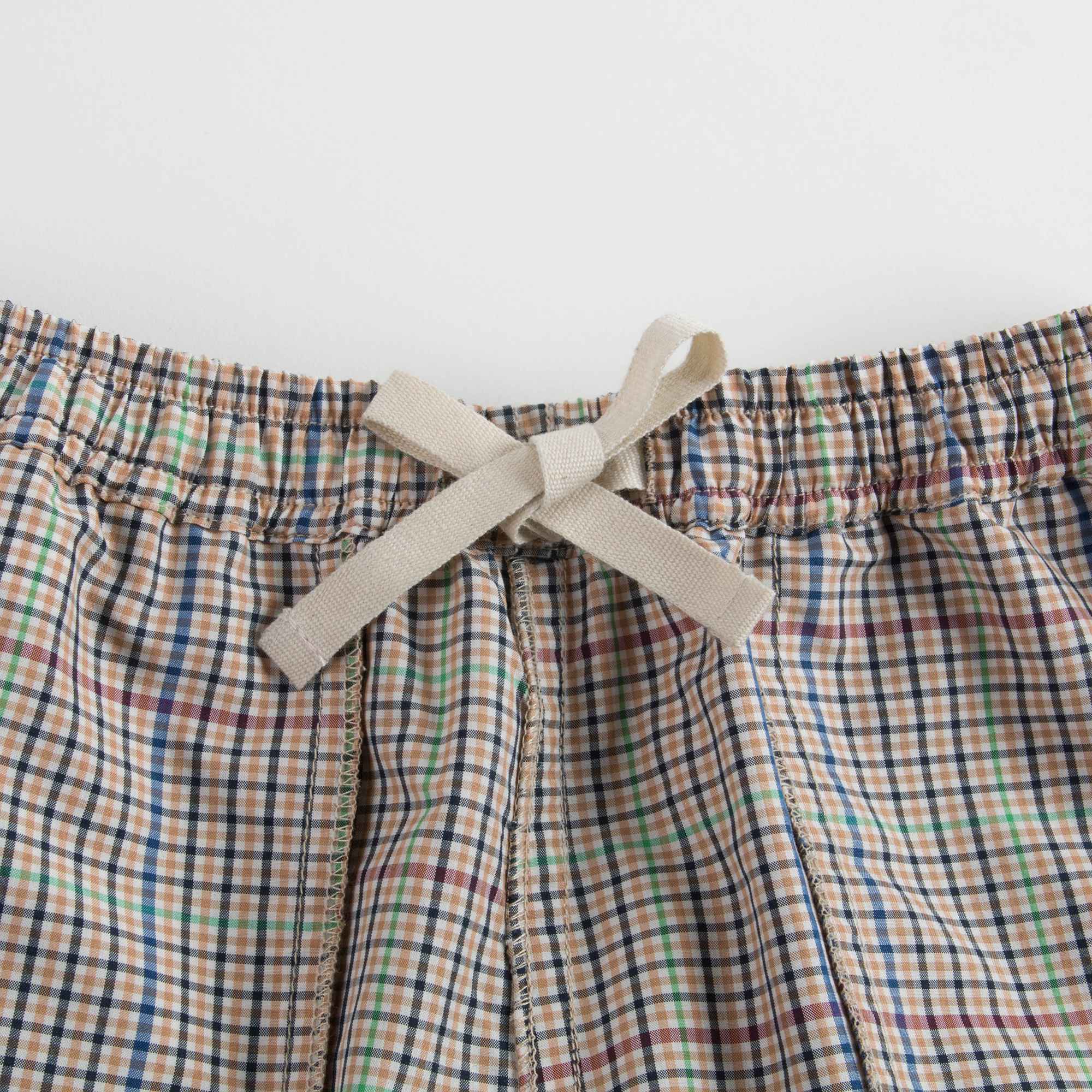 Girls Beige Check Cotton Trousers