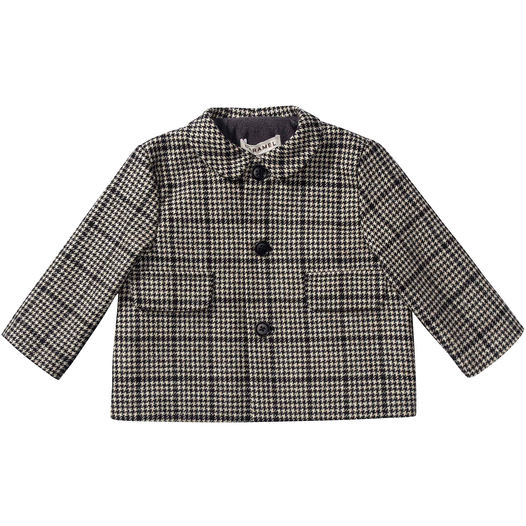 Baby Black Houndstooth  Wool  Coat