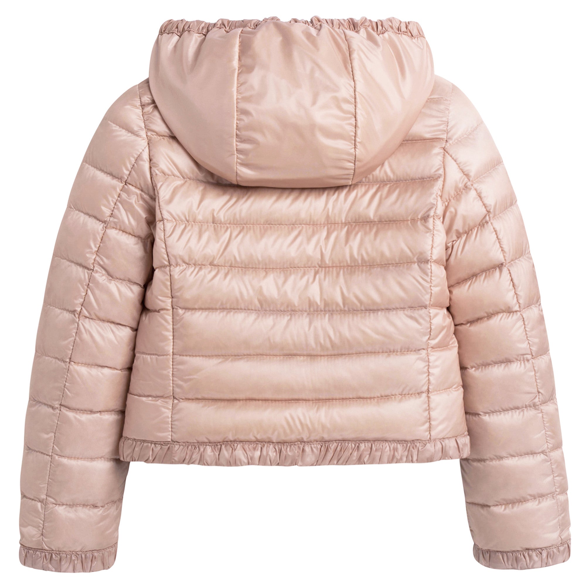 Girls Bright Pink Down Padded Hooded  'Flavienne' Jacket With Frilly Cuffs