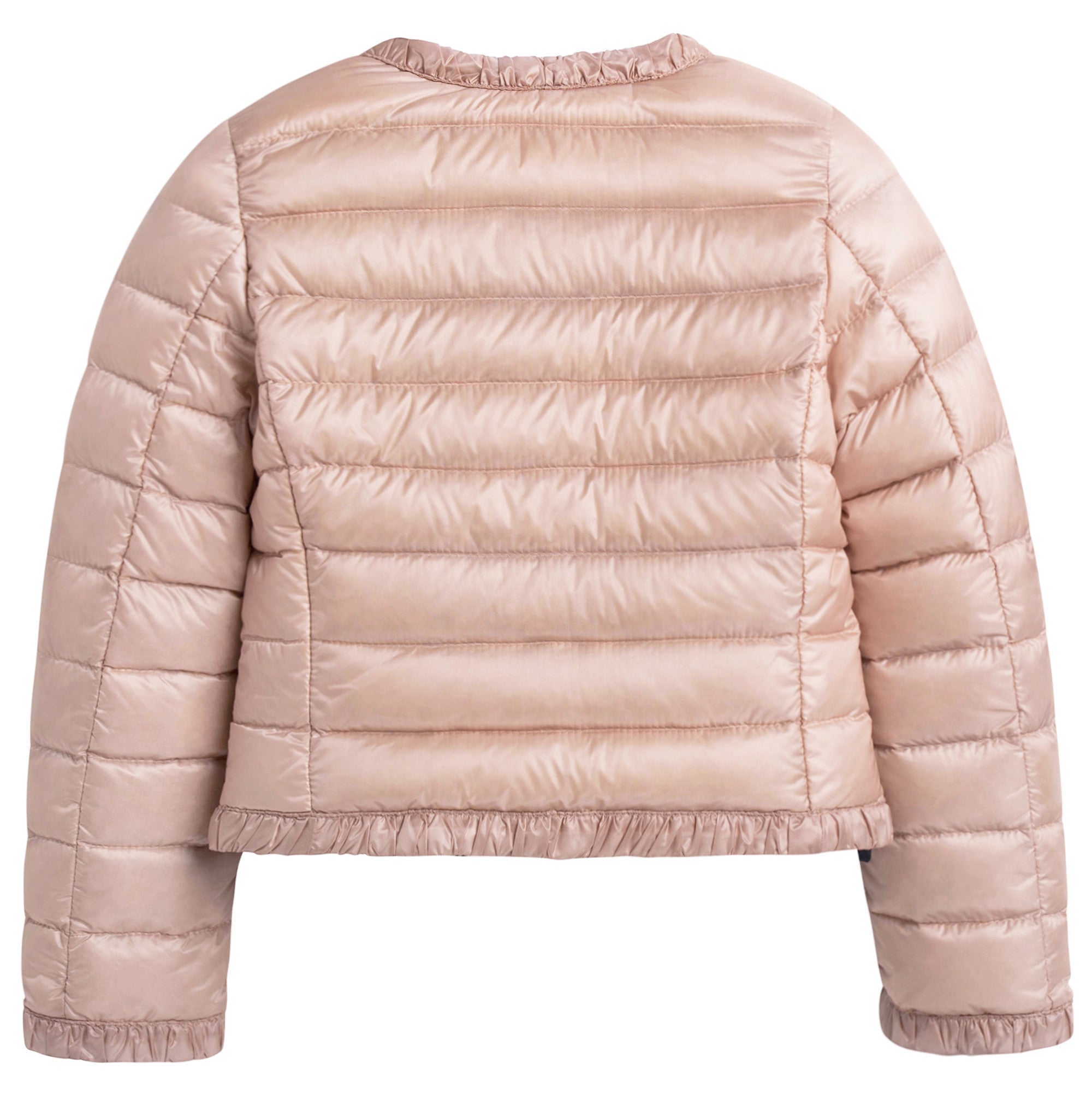 Girls Bright Pink Down Padded Hooded  'Flavienne' Jacket With Frilly Cuffs