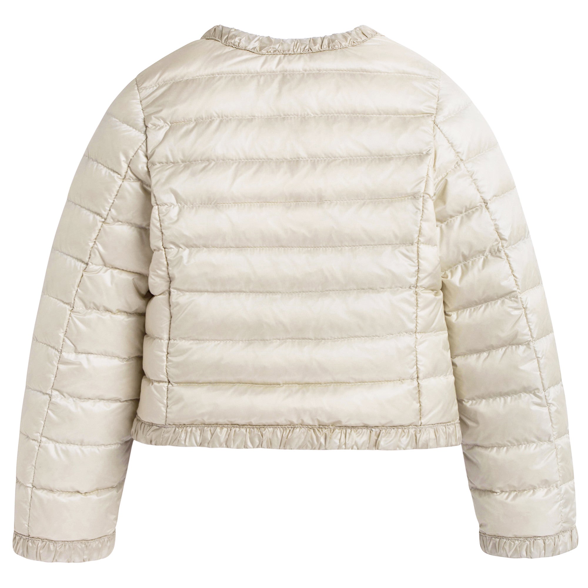 Girls Milk White Down Padded Hooded 'Flavienne' Jacket With Frilly Cuffs