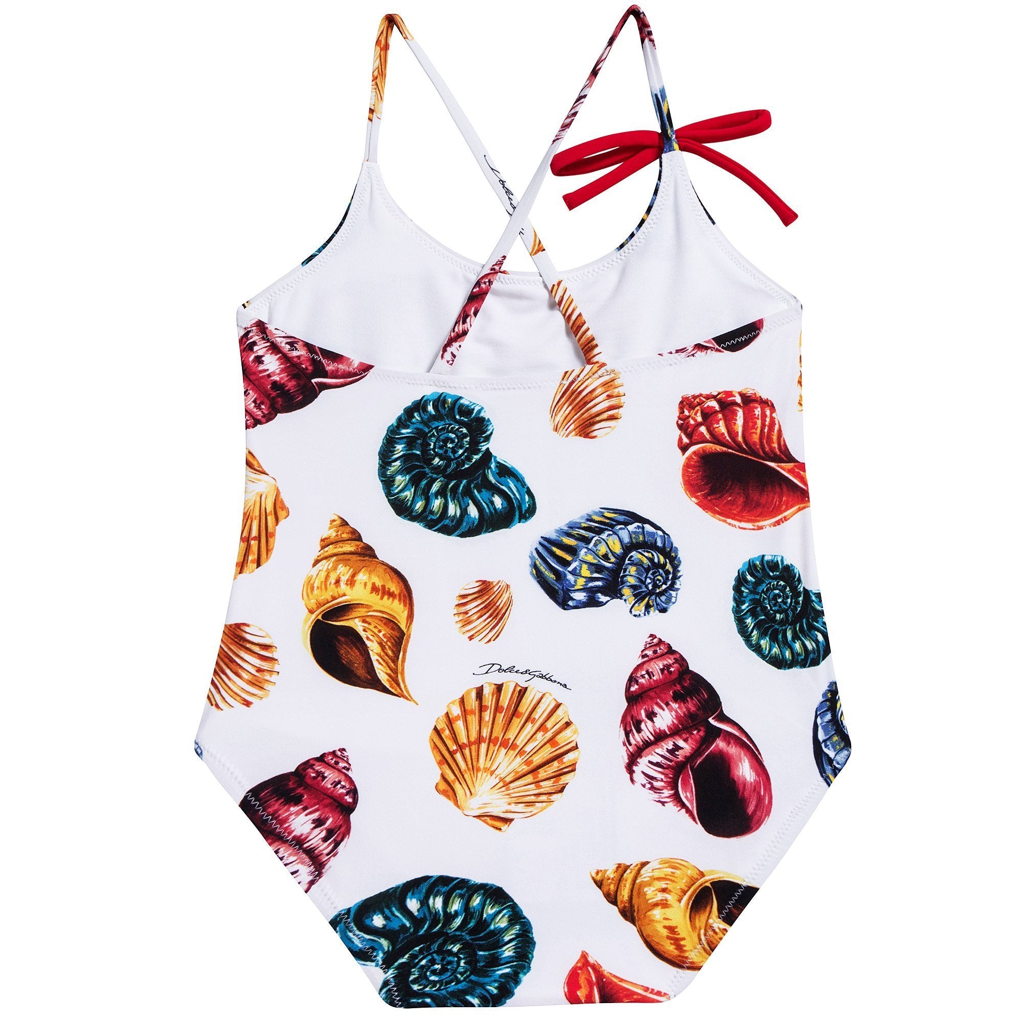Girls White Printed Swimwear