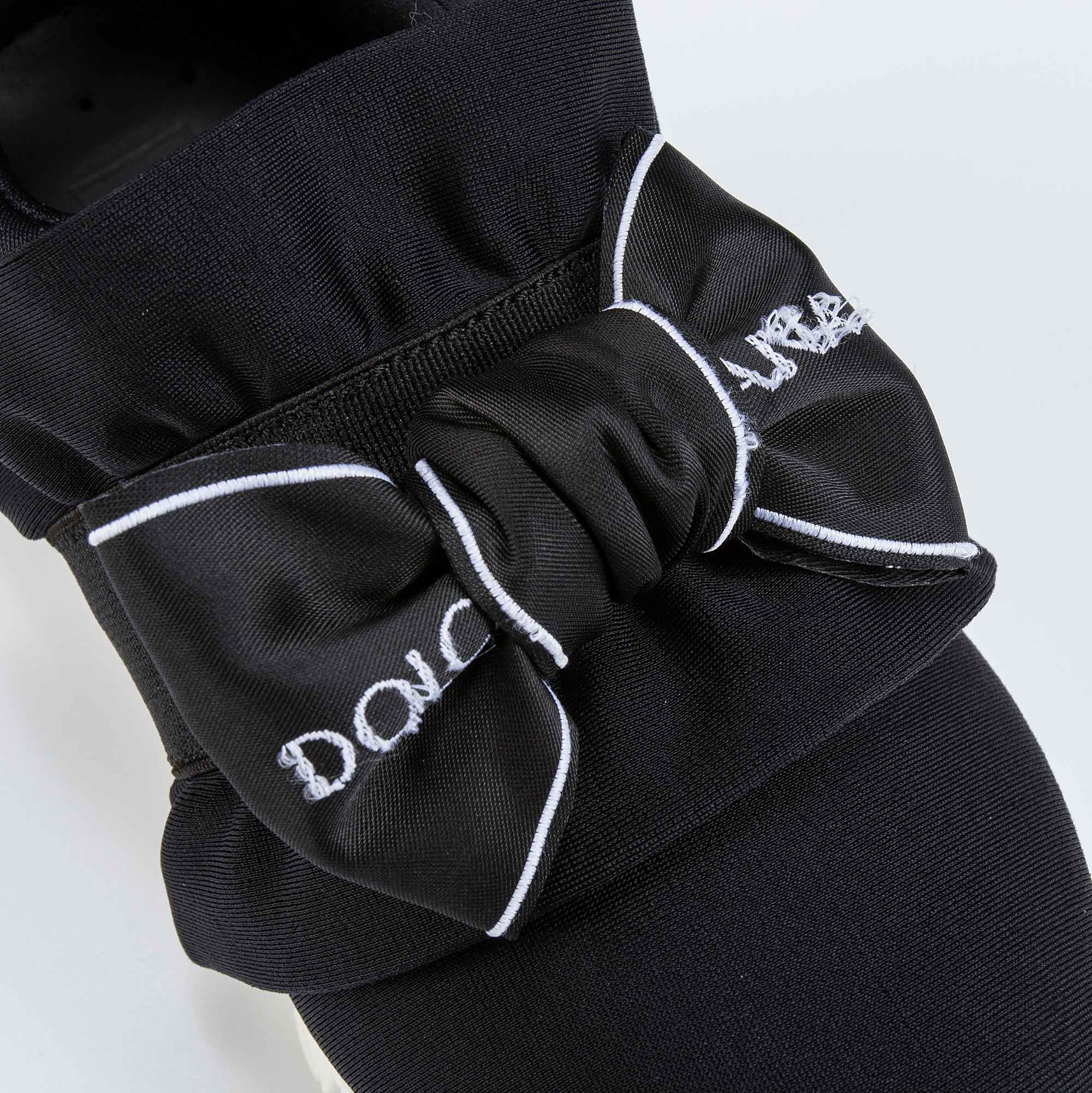 Girls Black Bow Tie Logo Printed Shoes