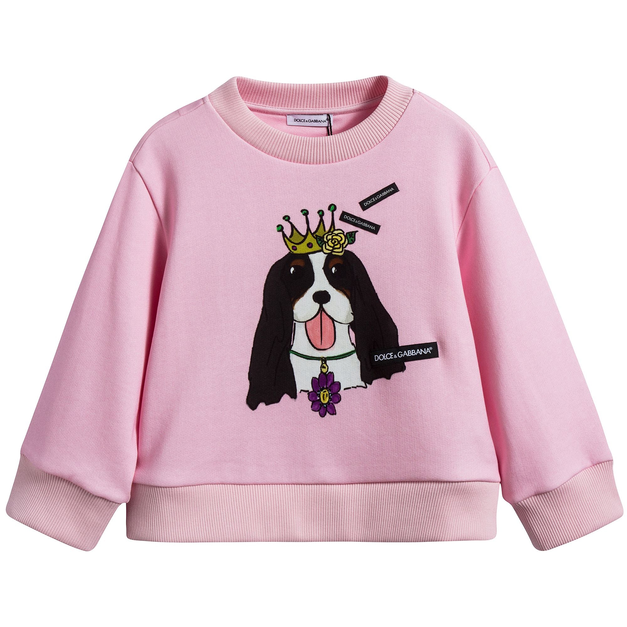 Girls  Pink   Dog  Face   Cotton   Sweatshirt