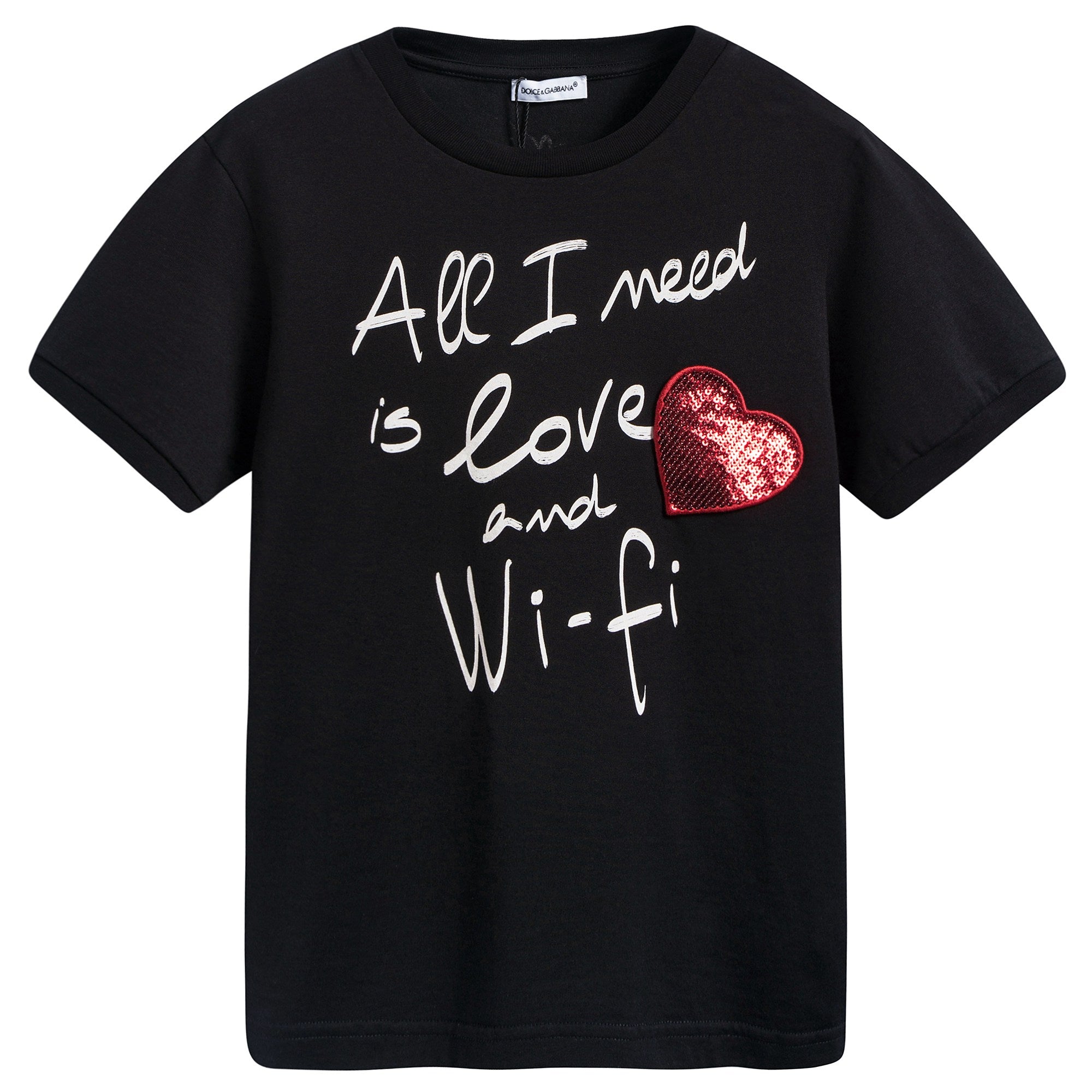 Girls Black Logo & Heart Top