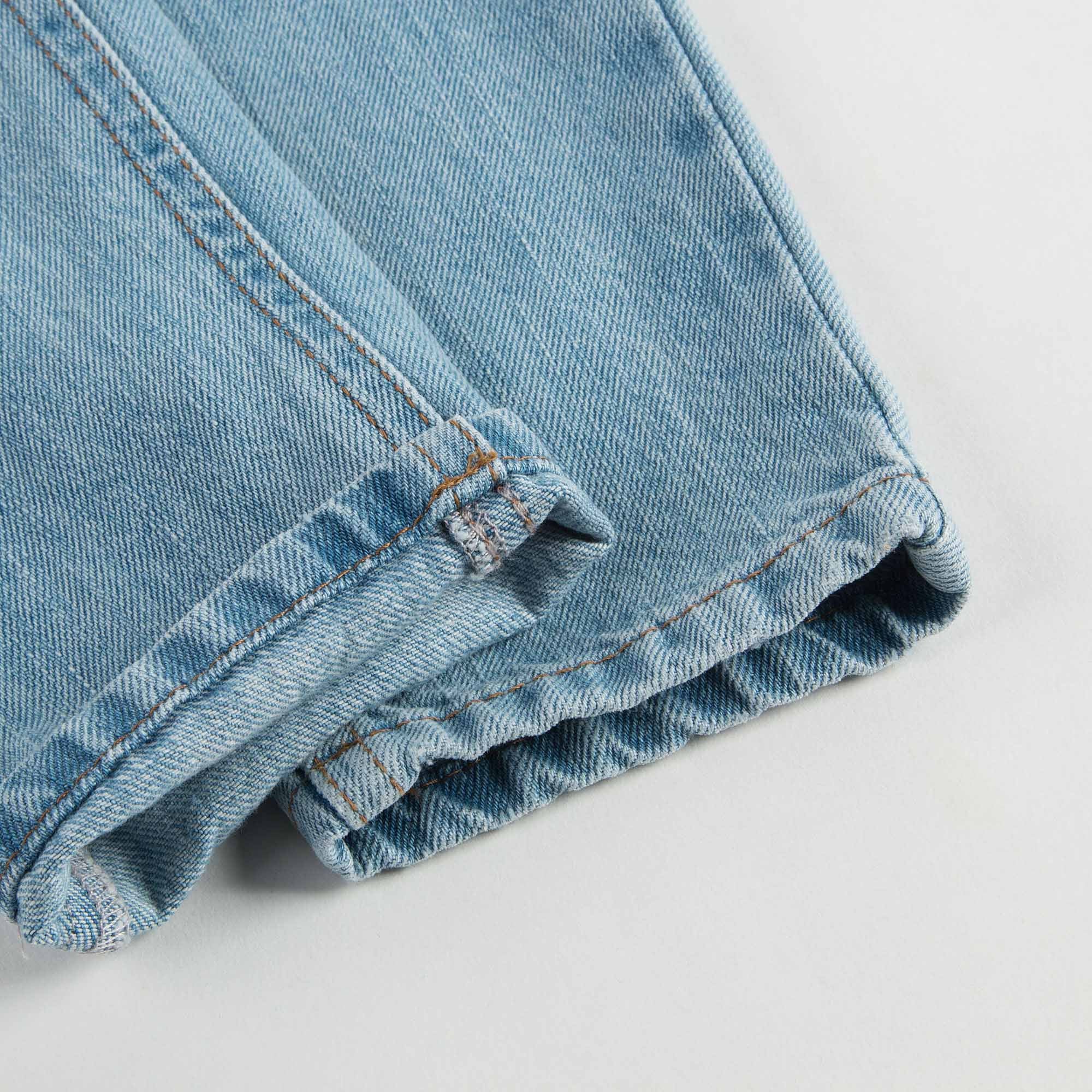 Girls Light Blue Denim Butterfly Embroidered Trims Jeans