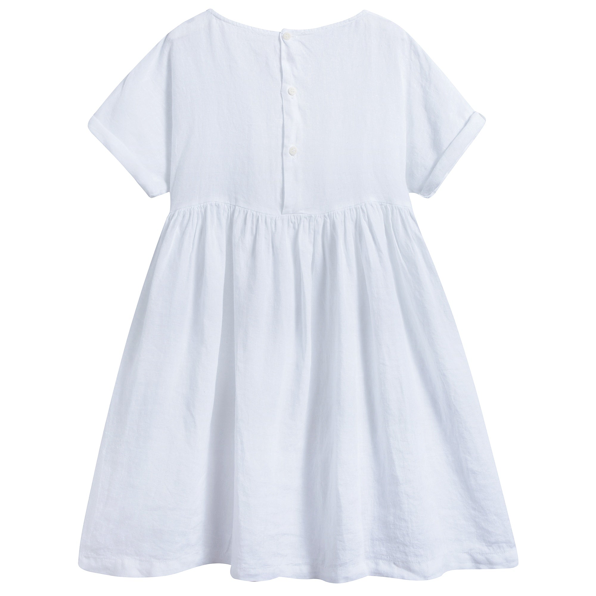 Girls White Linen Dress