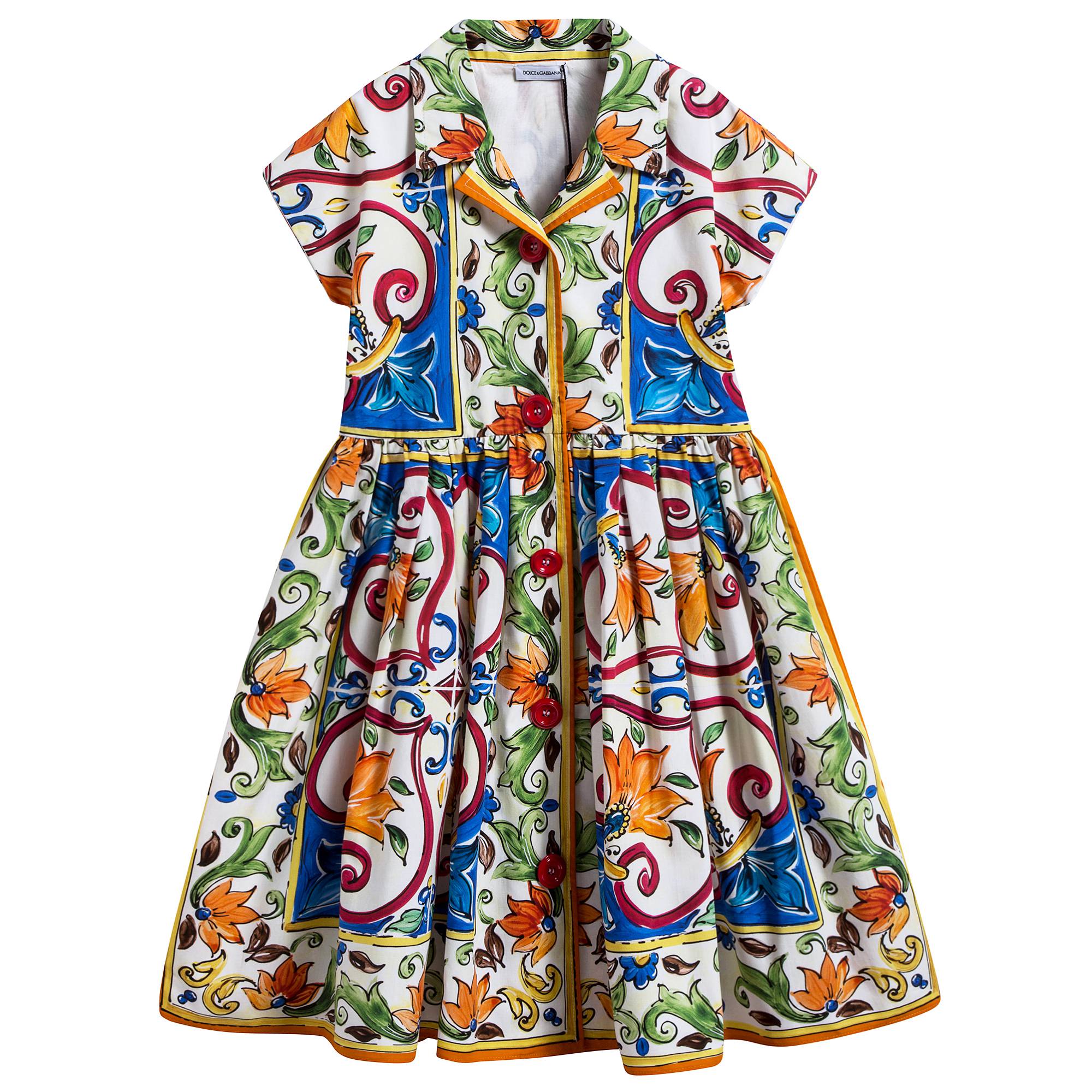 Girls Blue & Green "Maiolica" Dress