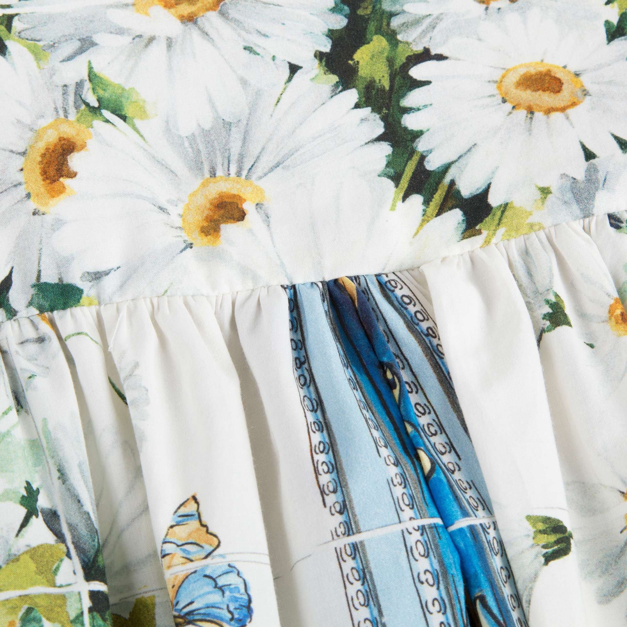 Girls White Daisy Printed Dress