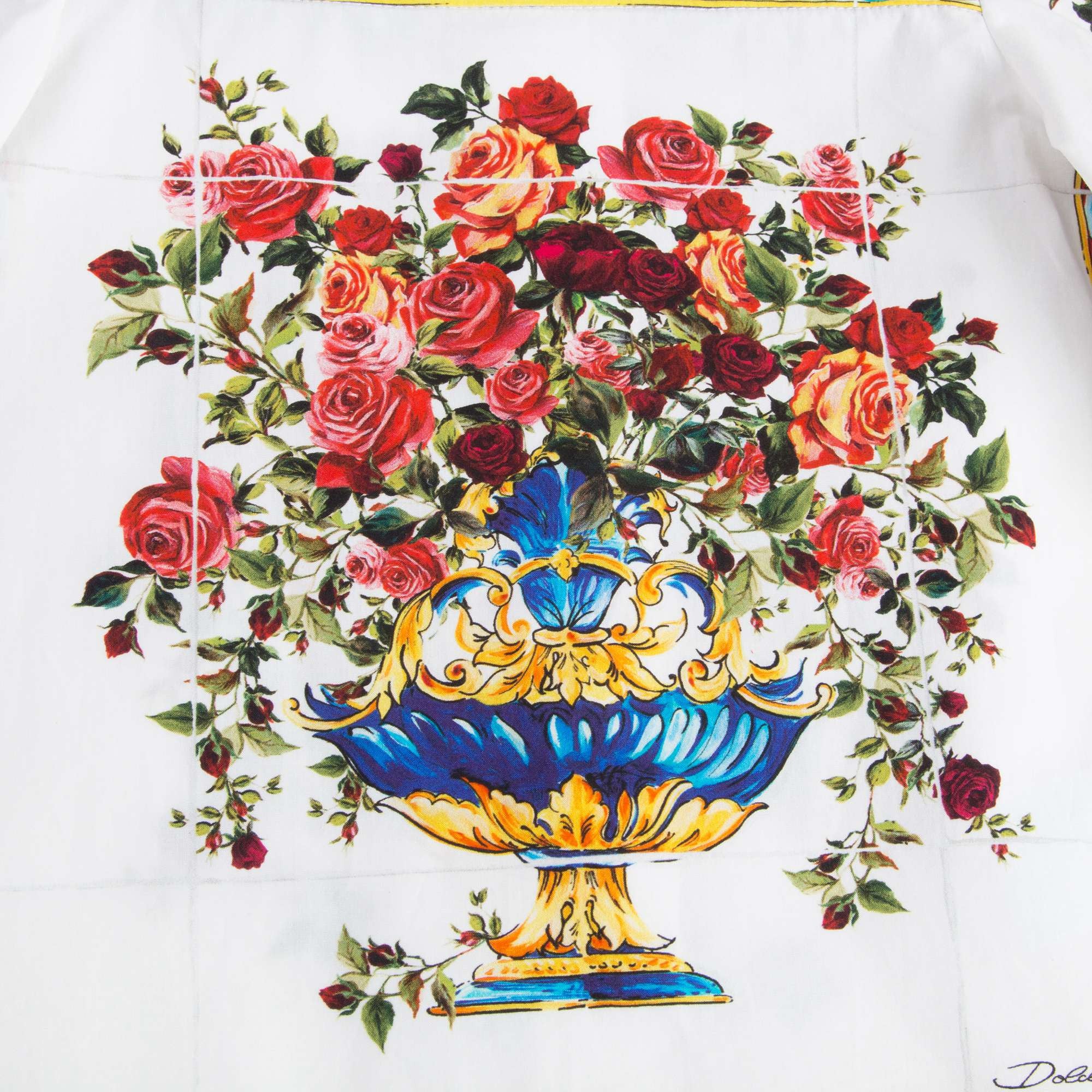 Girls White Rose Printed Top