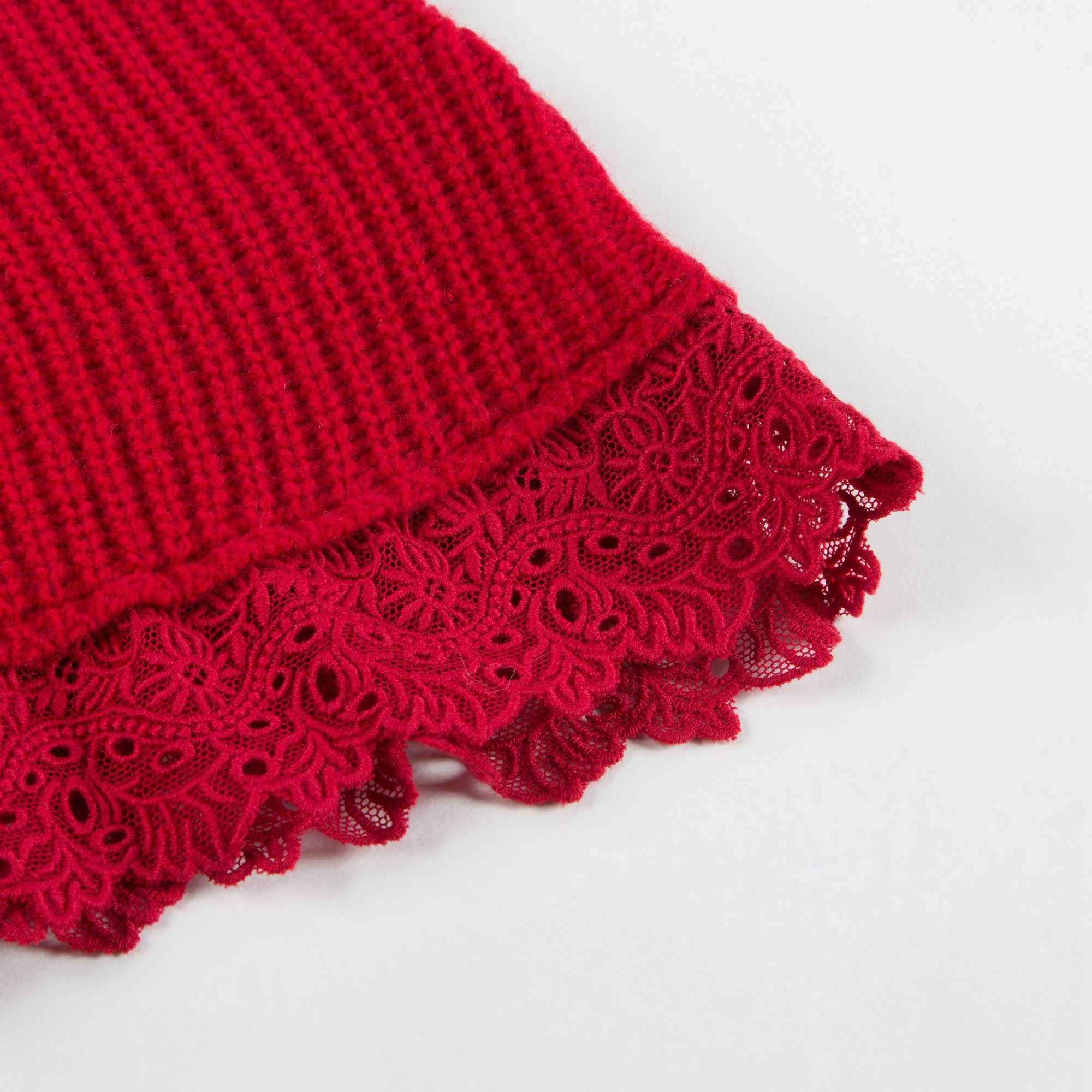 Girls Red Sweater With Lace