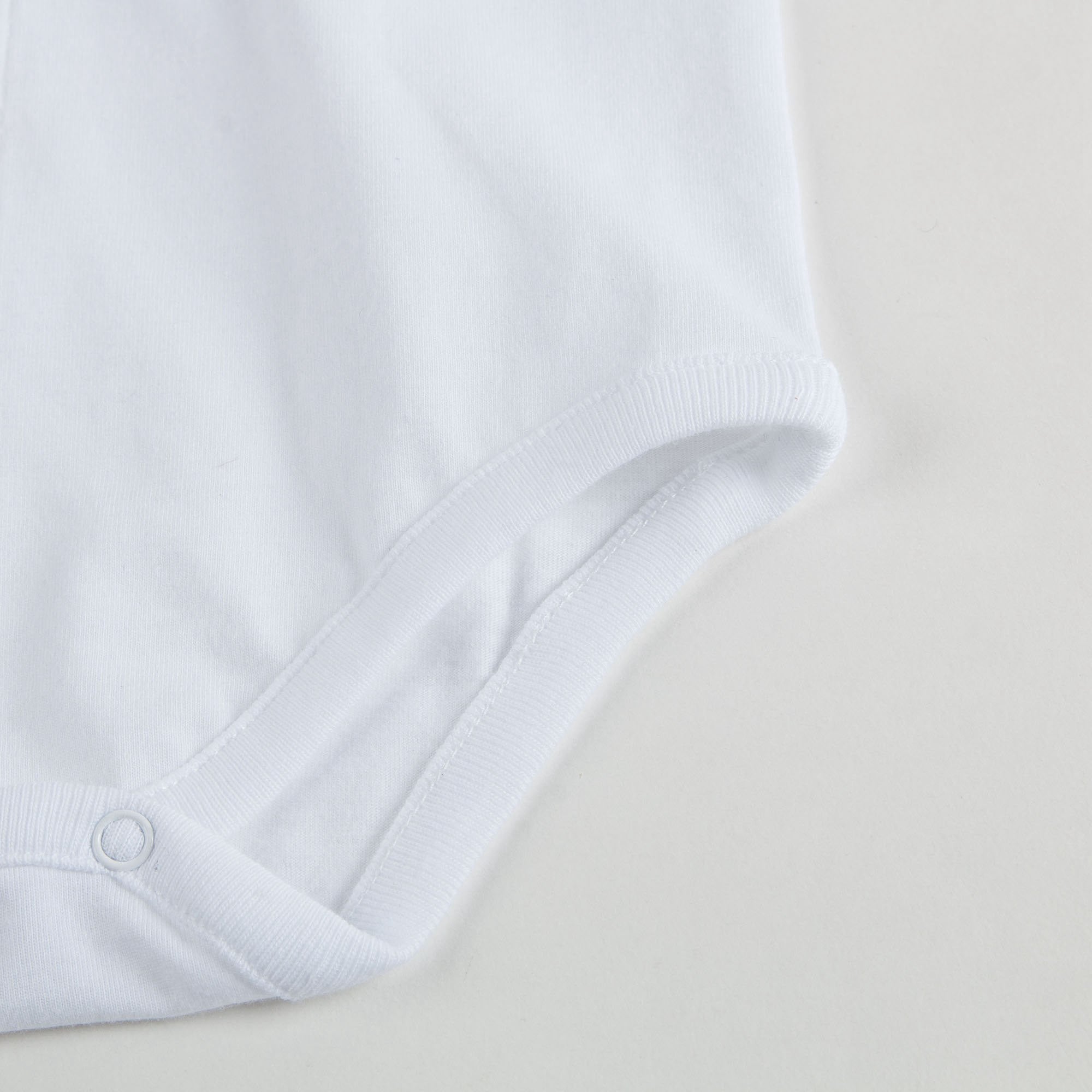 Baby White Bodysuits With Beige Check Collar
