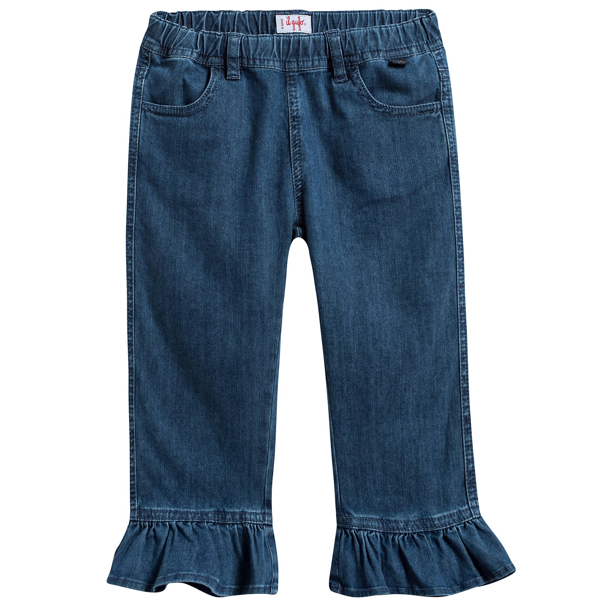 Girls Denim Blue Capri Pants Cotton Trouesrs