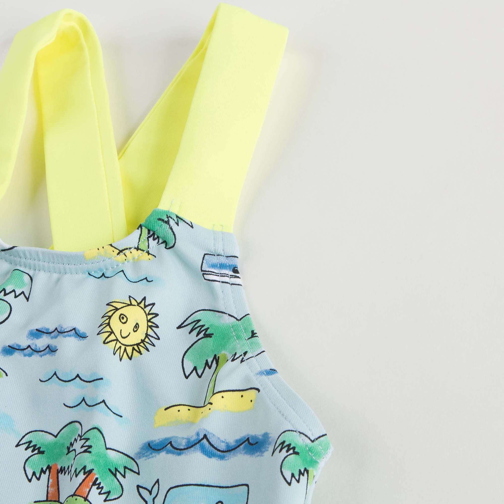 Girls Fluro Beach Print Finn Swimsuit