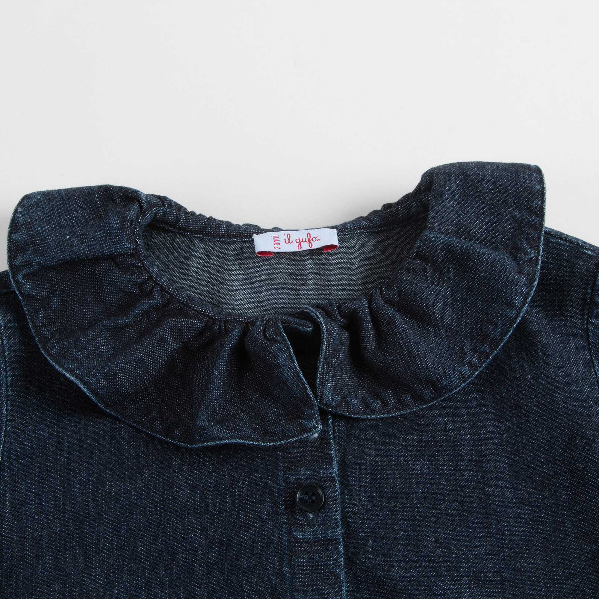 Girls Dark Blue Cotton Shirt