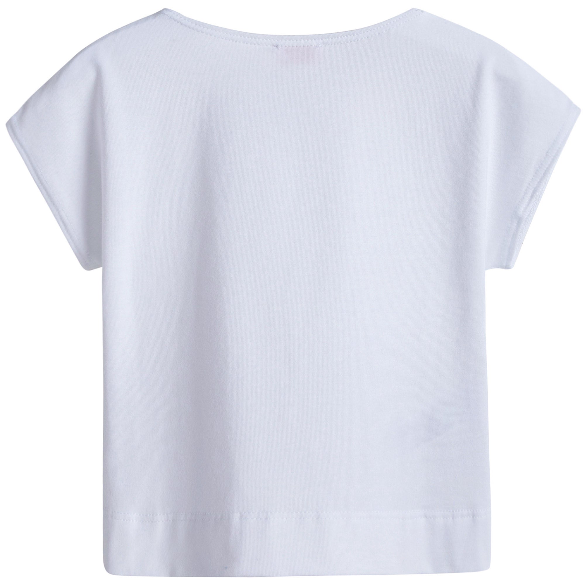 Girls White Cotton T-shirt with Flowers